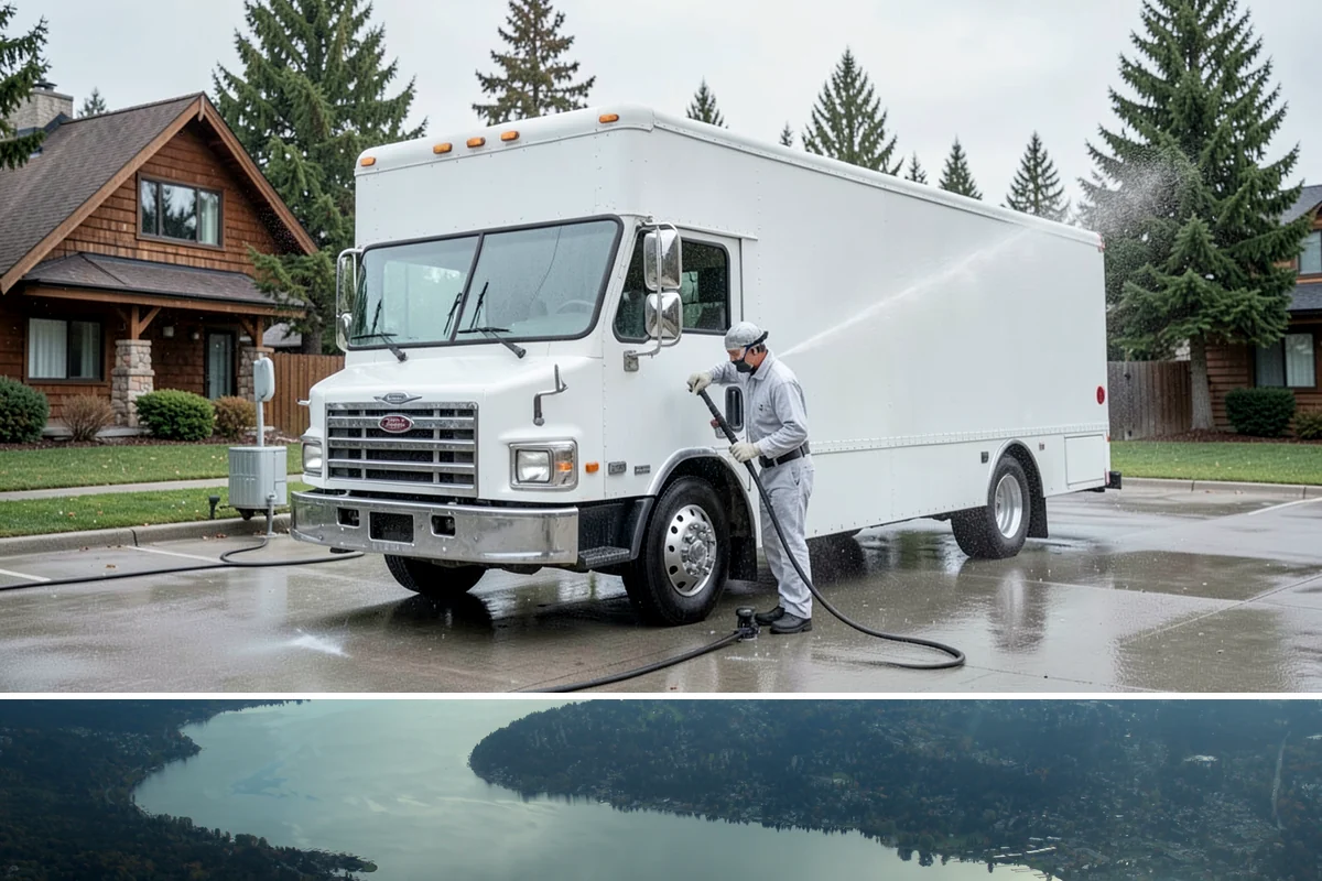 Fleet Washing in Sammamish, King County, WA - Winter's road spray makes regular washes especially valuable, though a year-round schedule keeps branding consistent.