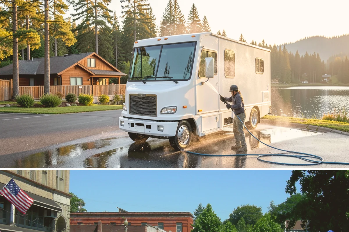 Fleet Washing in Snohomish, Snohomish County, WA - Winter's road spray makes regular washes especially valuable, though a year-round schedule keeps branding consistent.