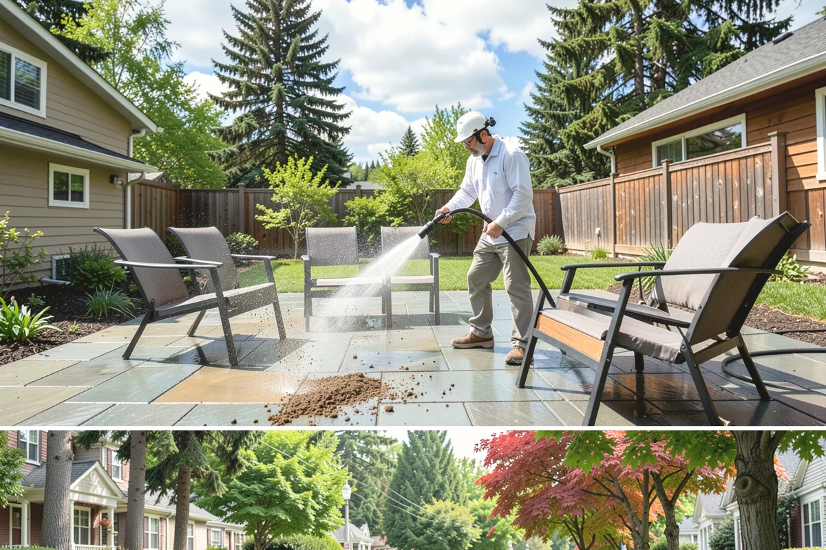 Foundation Cleaning in Beaux Arts Village, King County, WA - Late spring or summer is ideal so the foundation dries fully after clearing the mud and moss of winter.