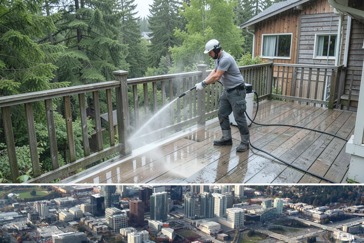 Foundation Cleaning in Bellevue, King County, WA - Late spring or summer is ideal so the foundation dries fully after clearing the mud and moss of winter.