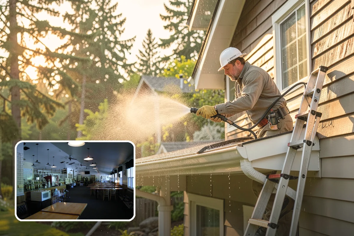 Foundation Cleaning in Black Diamond, King County, WA - Removes mud splash and moss from the base of the home