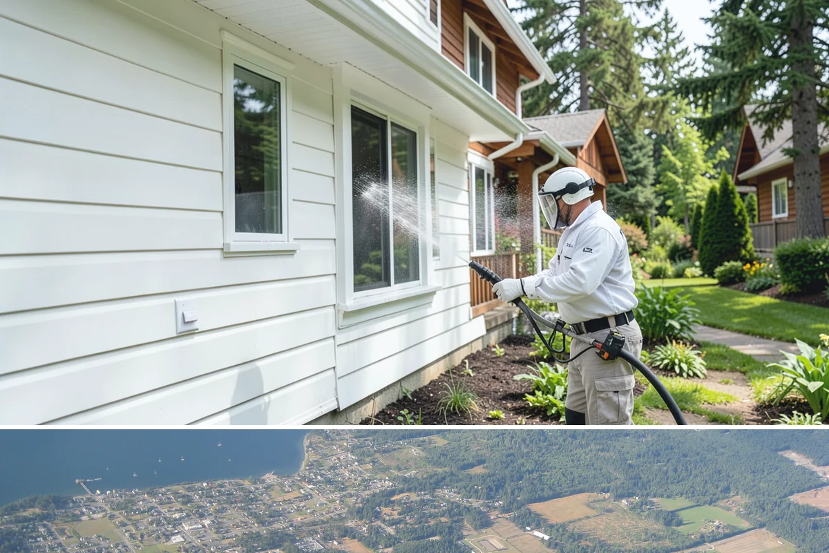Foundation Cleaning in Coupeville, Island County, WA - Late spring or summer is ideal so the foundation dries fully after clearing the mud and moss of winter.