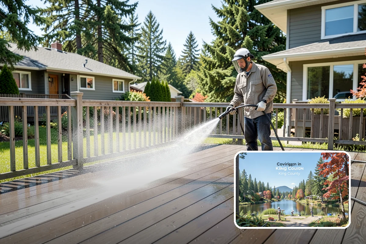 Foundation Cleaning in Covington, King County, WA - Removes mud splash and moss from the base of the home