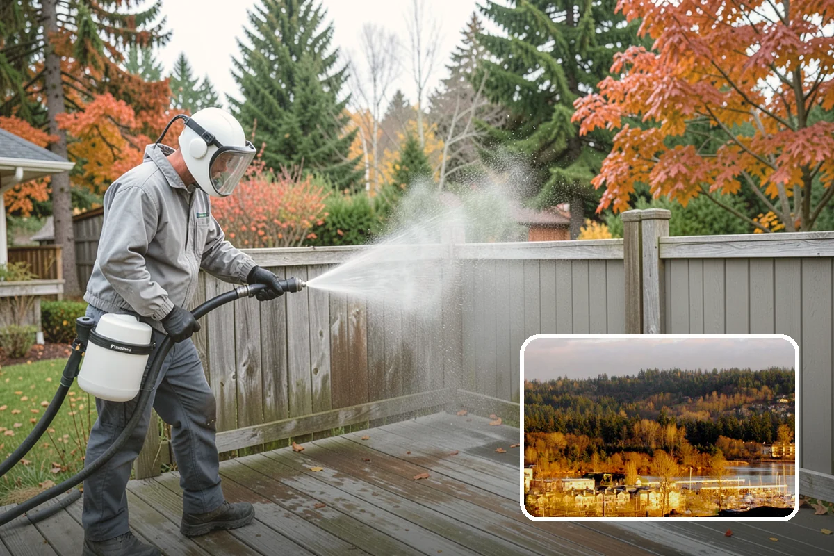 Foundation Cleaning in Kenmore, King County, WA - Removes mud splash and moss from the base of the home