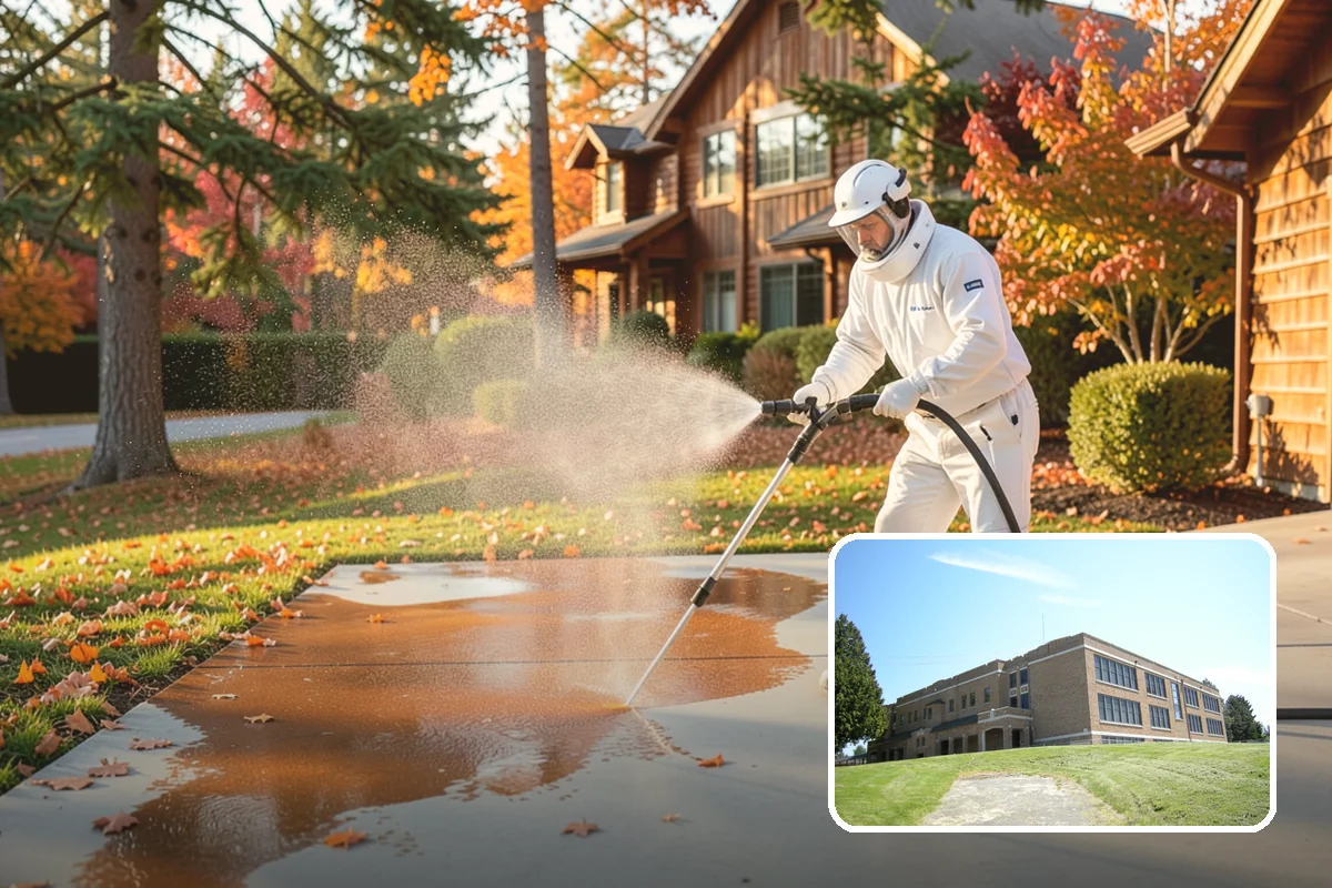 Foundation Cleaning in Maple Valley, King County, WA - Removes mud splash and moss from the base of the home