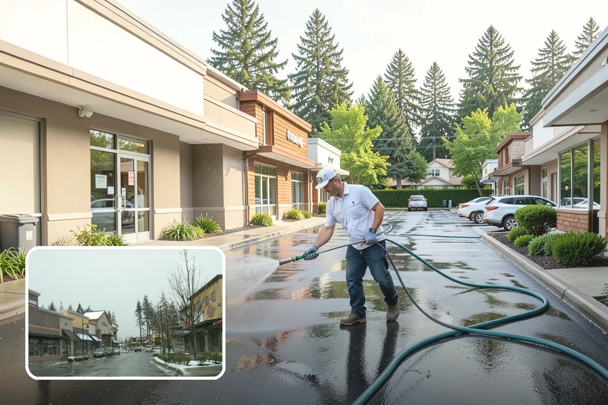 Foundation Cleaning in Mill Creek, Snohomish County, WA - Removes mud splash and moss from the base of the home