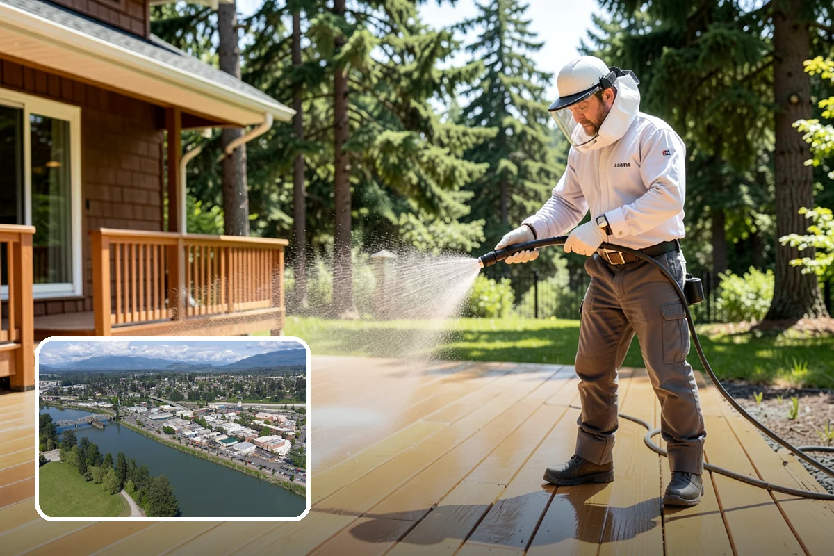 Foundation Cleaning in Mount Vernon, Skagit County, WA - Removes mud splash and moss from the base of the home