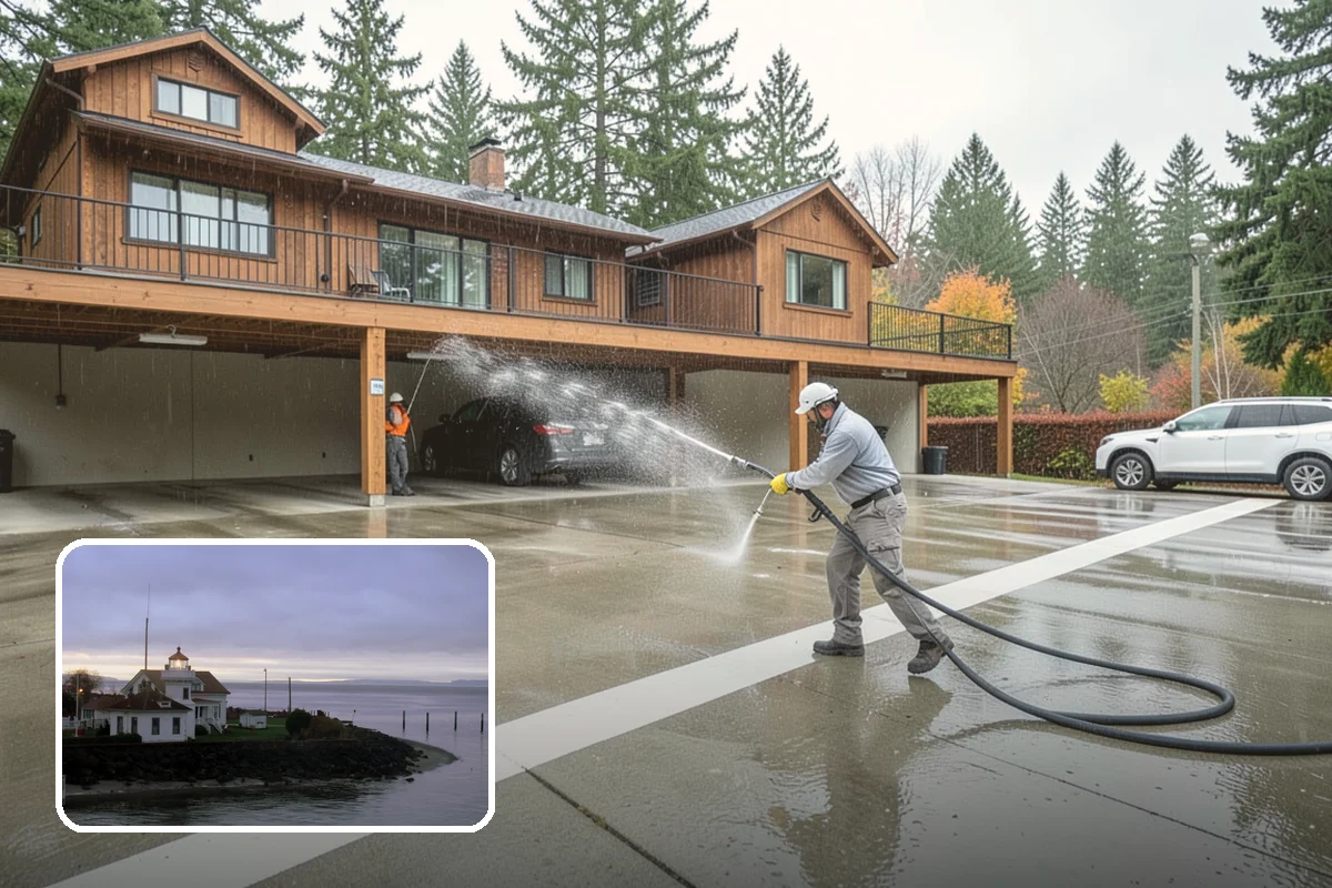 Foundation Cleaning in Mukilteo, Snohomish County, WA - Removes mud splash and moss from the base of the home
