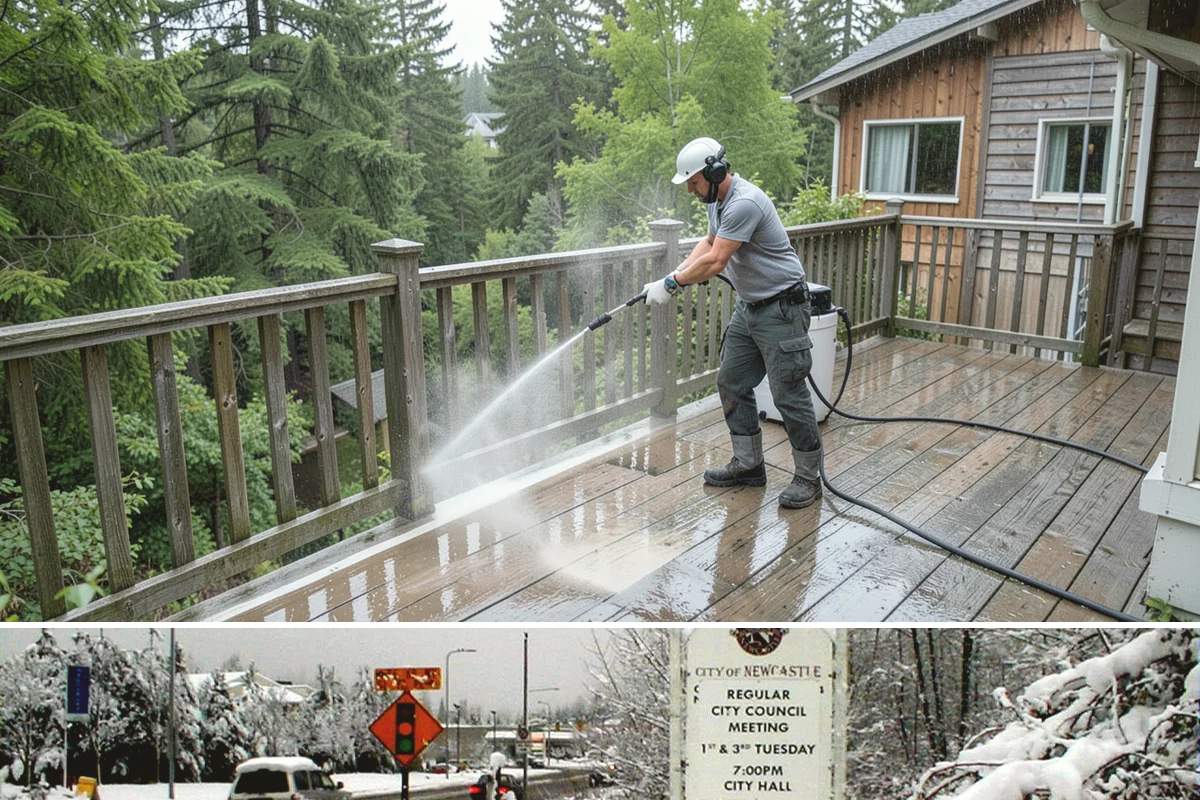 Foundation Cleaning in Newcastle, King County, WA - Late spring or summer is ideal so the foundation dries fully after clearing the mud and moss of winter.