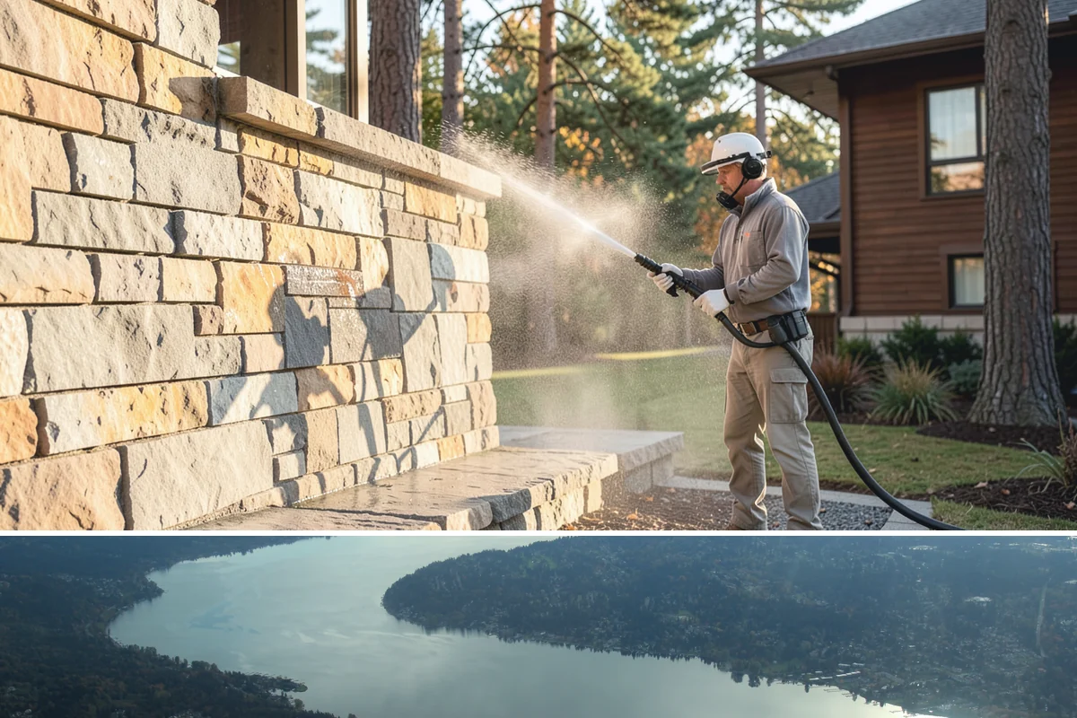 Foundation Cleaning in Sammamish, King County, WA - Late spring or summer is ideal so the foundation dries fully after clearing the mud and moss of winter.
