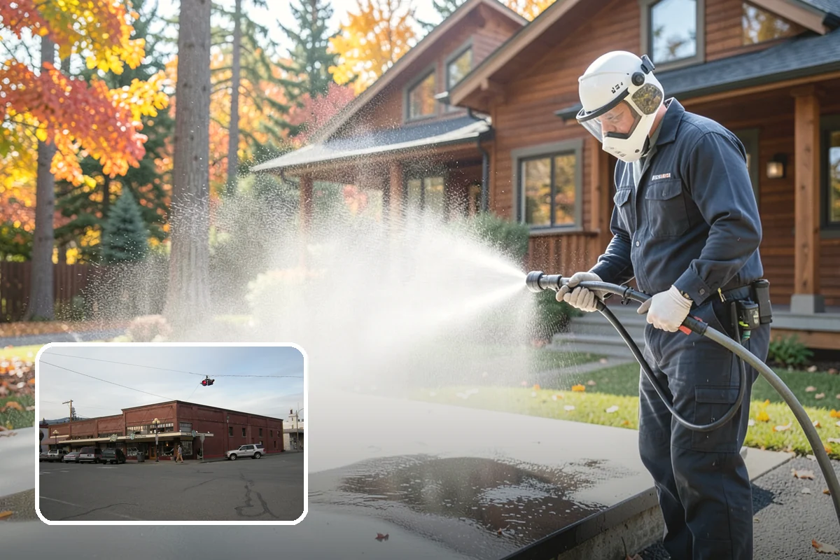 Foundation Cleaning in Sedro-Woolley, Skagit County, WA - Removes mud splash and moss from the base of the home