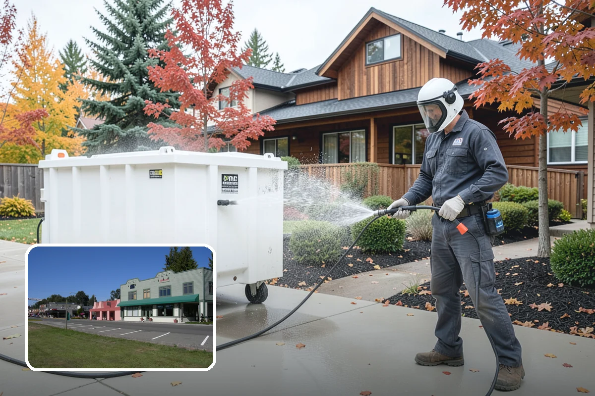 Foundation Cleaning in Snoqualmie, King County, WA - Removes mud splash and moss from the base of the home