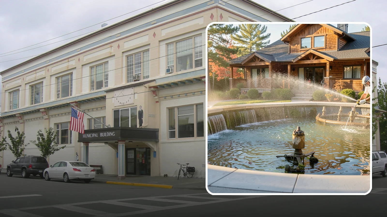 Fountain Cleaning in Anacortes, Skagit County, WA - We clean outdoor fountains to clear algae, mineral scale, and hard-water lines from basins and cascading surfaces.
