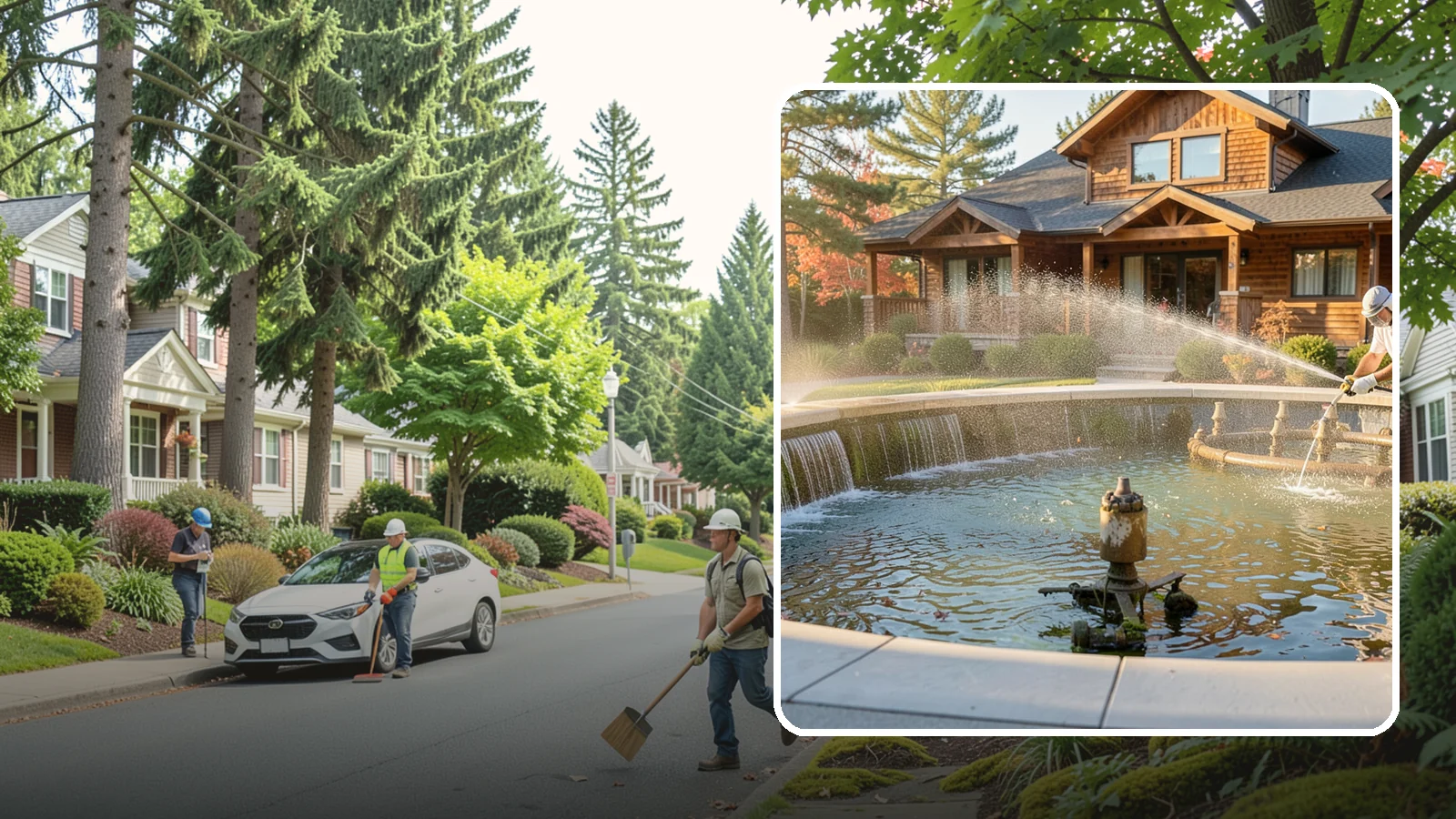 Fountain Cleaning in Beaux Arts Village, King County, WA - We clean outdoor fountains to clear algae, mineral scale, and hard-water lines from basins and cascading surfaces.