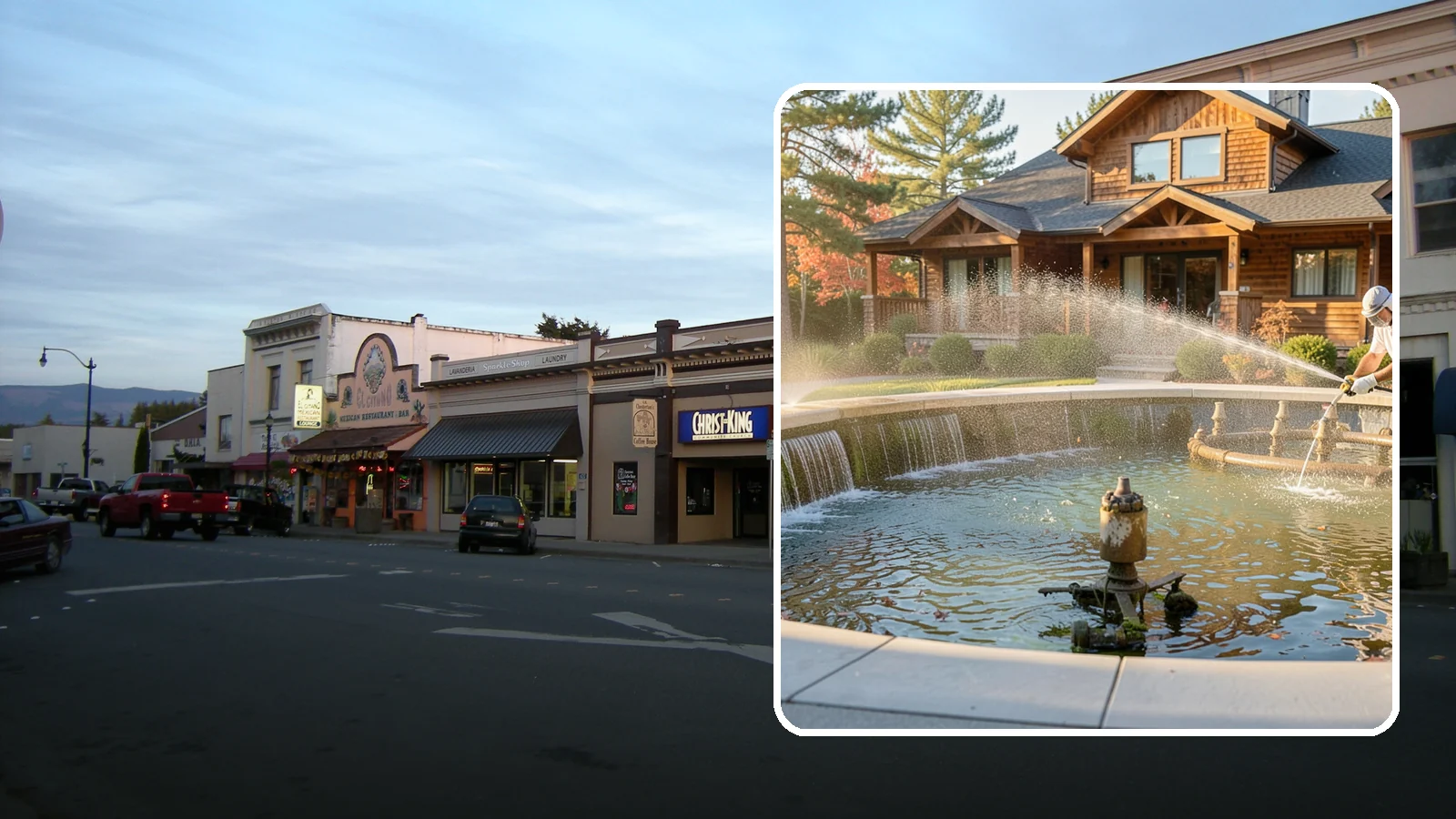 Fountain Cleaning in Burlington, Skagit County, WA - We clean outdoor fountains to clear algae, mineral scale, and hard-water lines from basins and cascading surfaces.