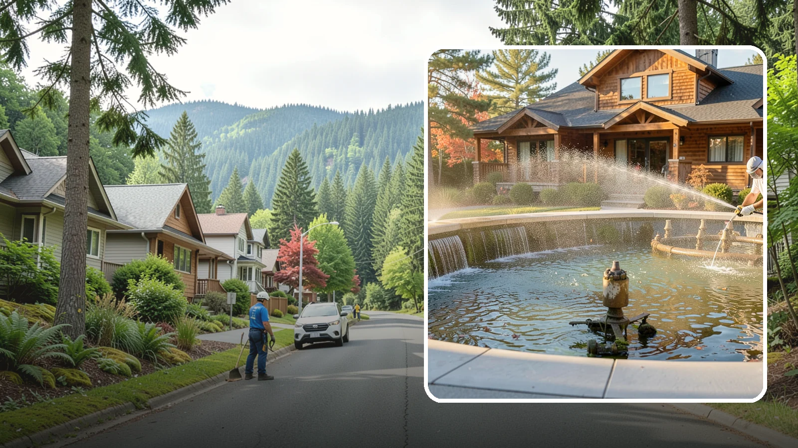 Fountain Cleaning in Darrington, Snohomish County, WA - We clean outdoor fountains to clear algae, mineral scale, and hard-water lines from basins and cascading surfaces.