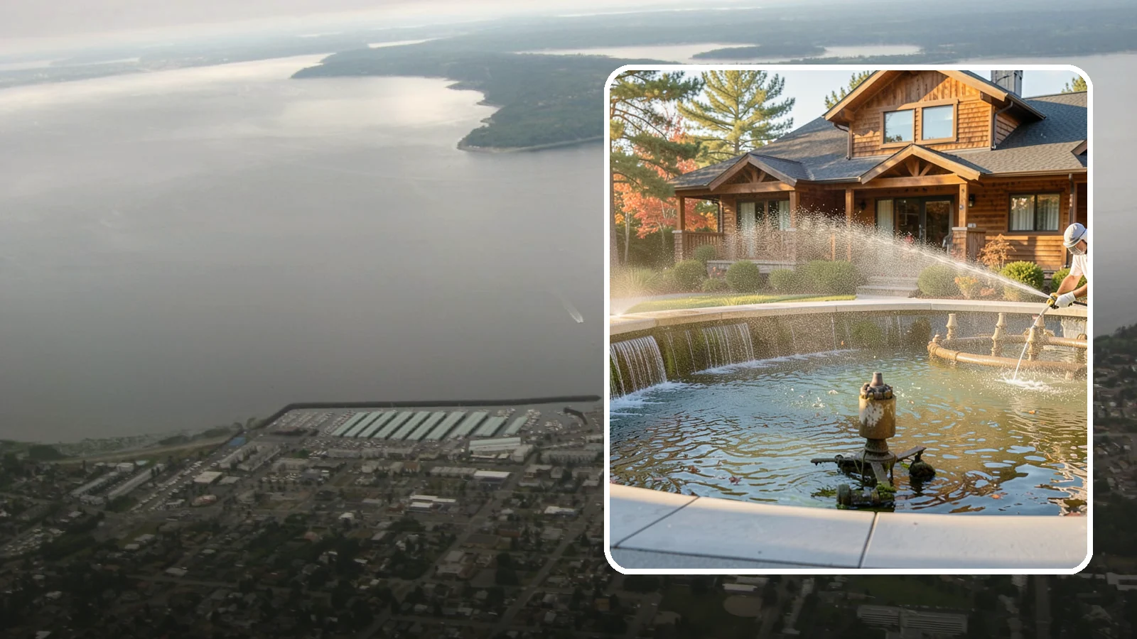 Fountain Cleaning in Des Moines, King County, WA - We clean outdoor fountains to clear algae, mineral scale, and hard-water lines from basins and cascading surfaces.