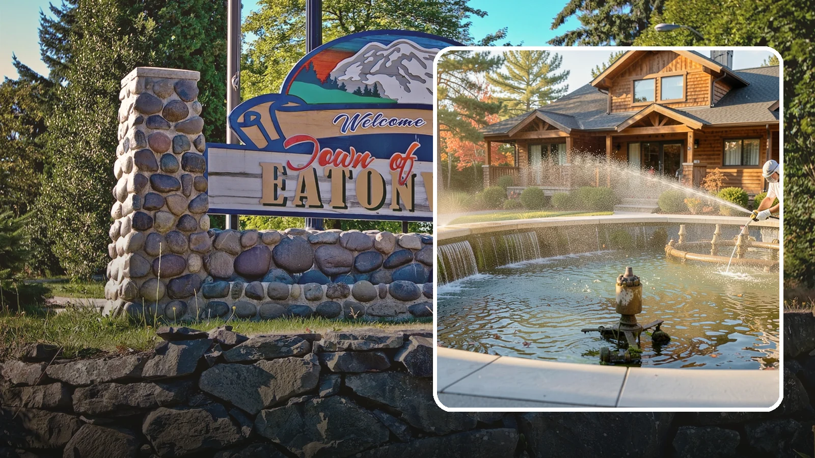 Fountain Cleaning in Eatonville, Pierce County, WA - We clean outdoor fountains to clear algae, mineral scale, and hard-water lines from basins and cascading surfaces.