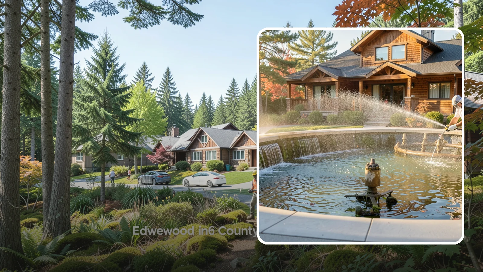 Fountain Cleaning in Edgewood, Pierce County, WA - We clean outdoor fountains to clear algae, mineral scale, and hard-water lines from basins and cascading surfaces.