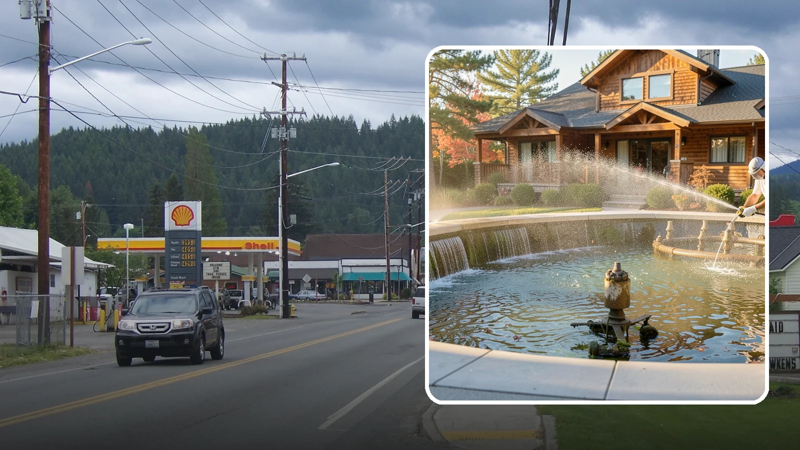 Fountain Cleaning in Granite Falls, Snohomish County, WA - We clean outdoor fountains to clear algae, mineral scale, and hard-water lines from basins and cascading surfaces.