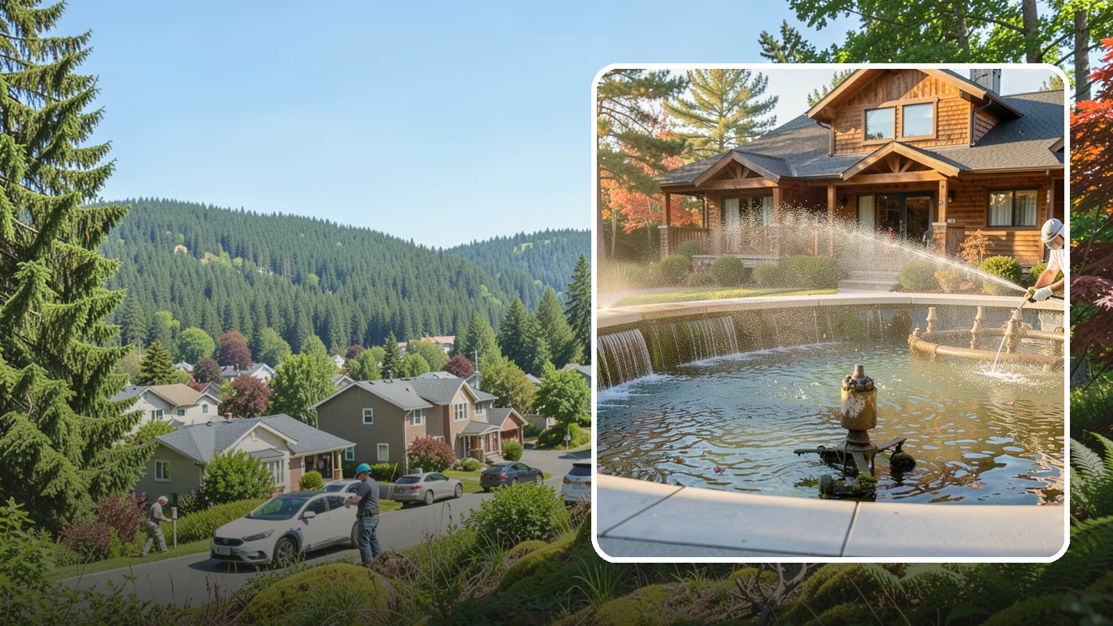 Fountain Cleaning in Index, Snohomish County, WA - We clean outdoor fountains to clear algae, mineral scale, and hard-water lines from basins and cascading surfaces.