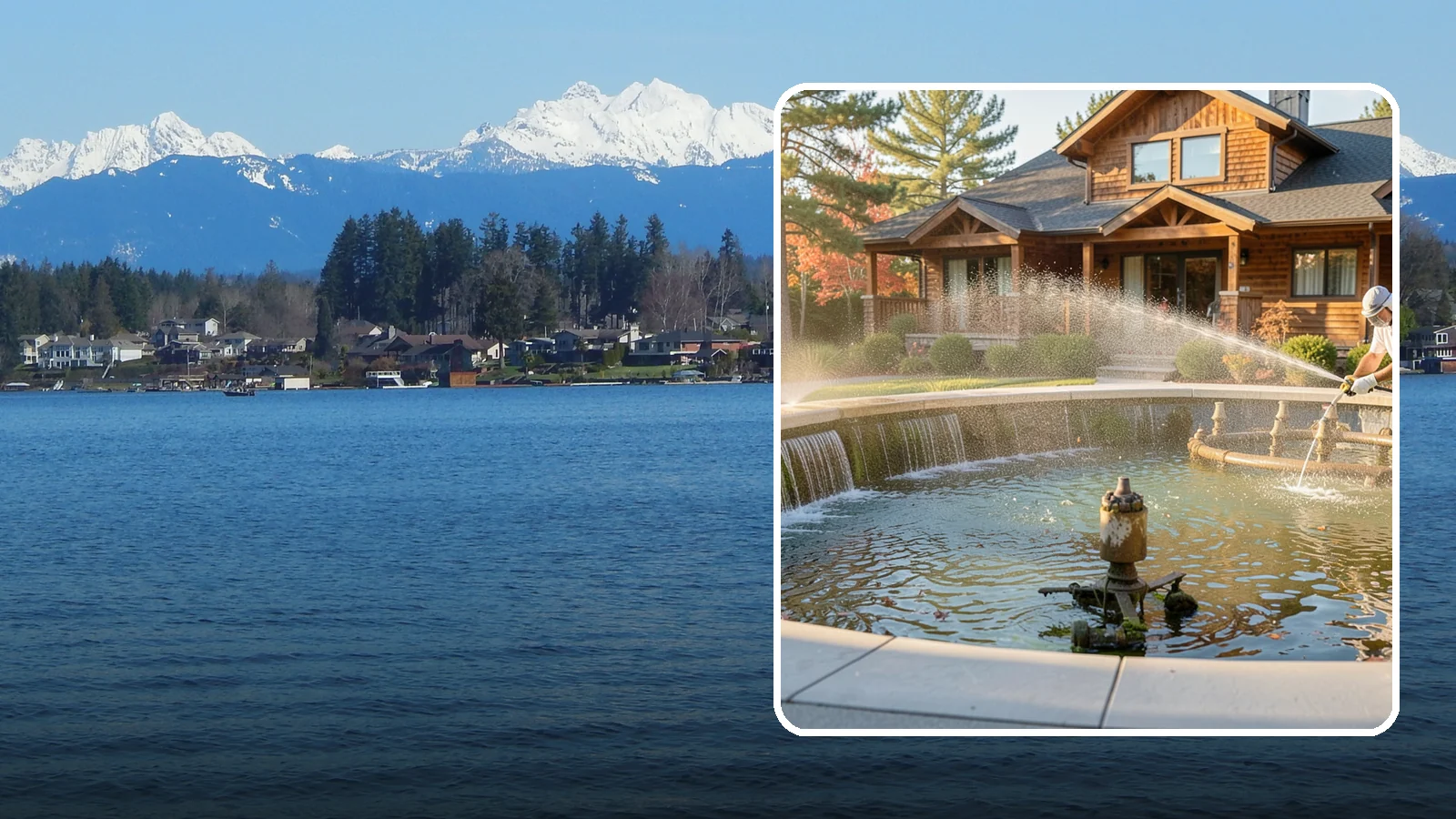Fountain Cleaning in Lake Stevens, Snohomish County, WA - We clean outdoor fountains to clear algae, mineral scale, and hard-water lines from basins and cascading surfaces.