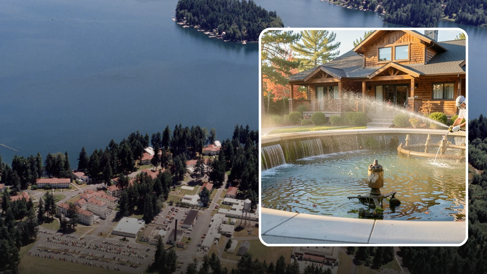 Fountain Cleaning in Lakewood, Pierce County, WA - We clean outdoor fountains to clear algae, mineral scale, and hard-water lines from basins and cascading surfaces.