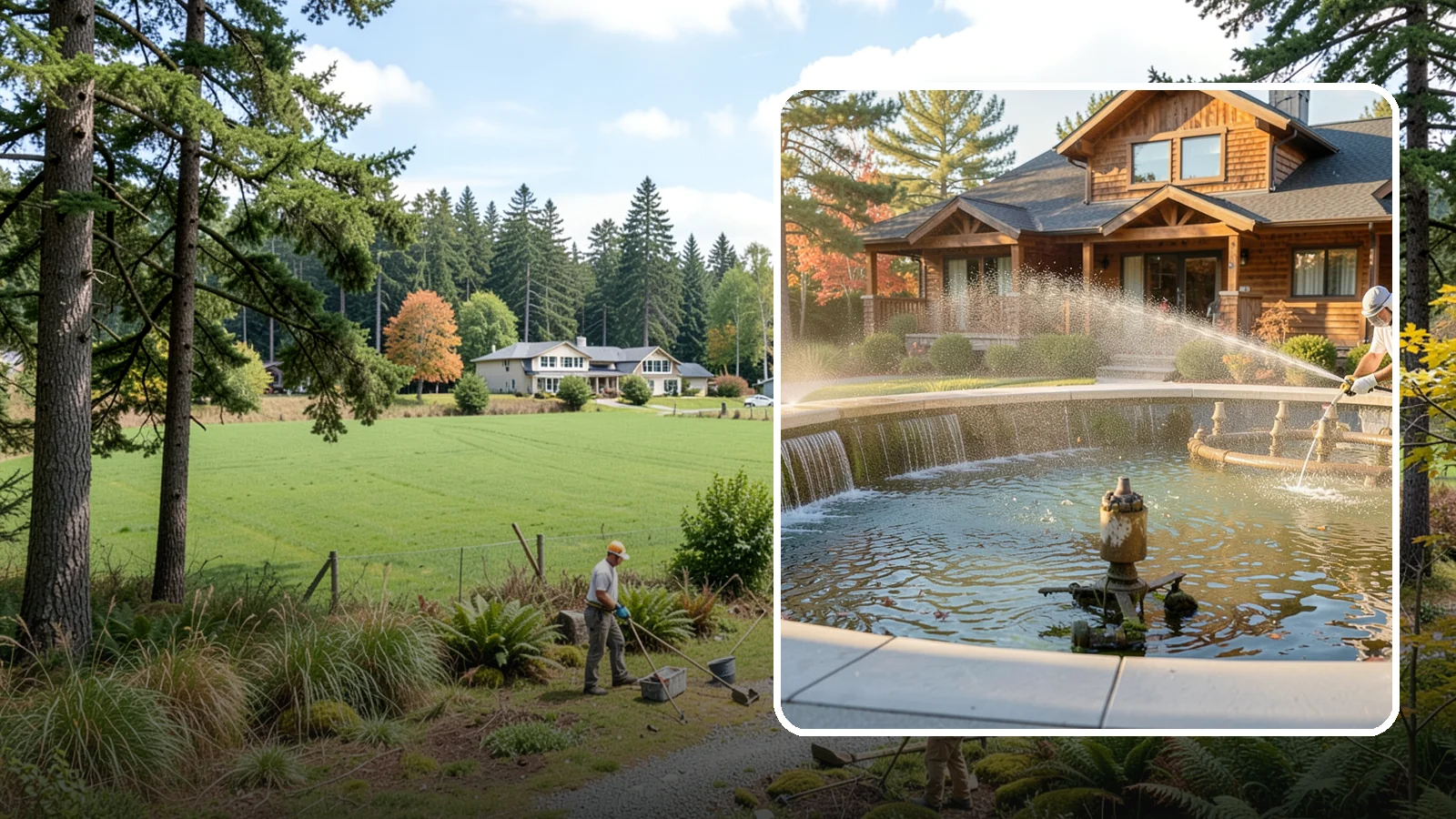 Fountain Cleaning in Lyman, Skagit County, WA - We clean outdoor fountains to clear algae, mineral scale, and hard-water lines from basins and cascading surfaces.