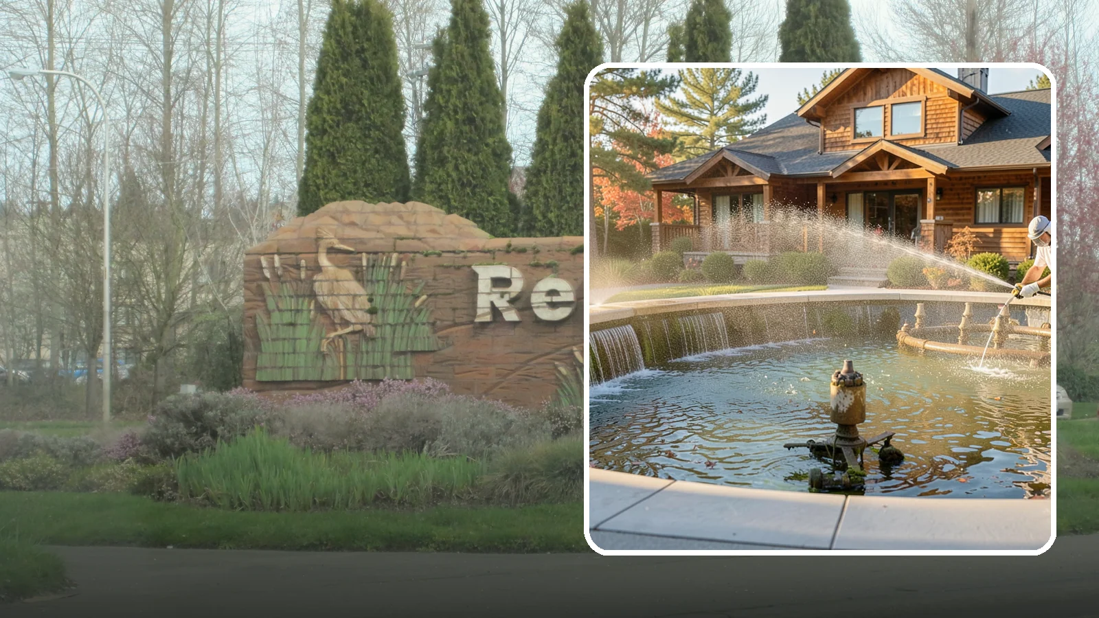 Fountain Cleaning in Renton, King County, WA - We clean outdoor fountains to clear algae, mineral scale, and hard-water lines from basins and cascading surfaces.