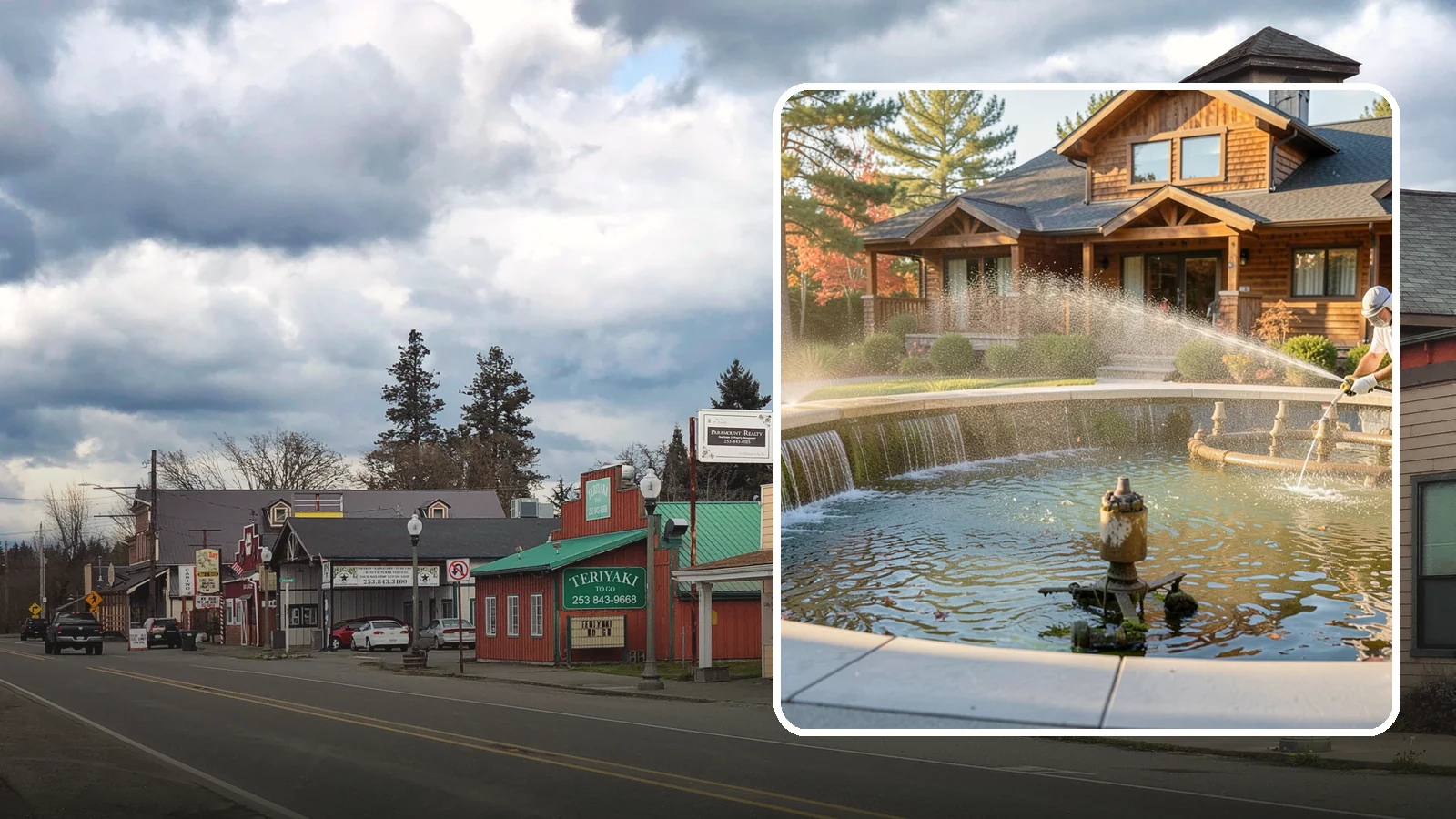 Fountain Cleaning in Roy, Pierce County, WA - We clean outdoor fountains to clear algae, mineral scale, and hard-water lines from basins and cascading surfaces.