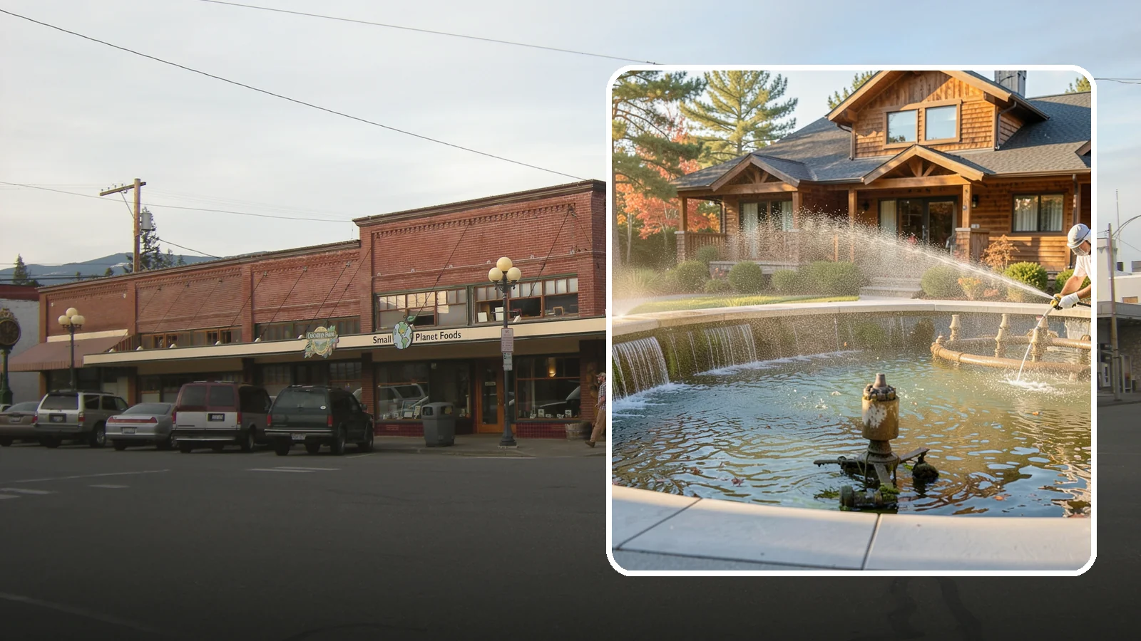 Fountain Cleaning in Sedro-Woolley, Skagit County, WA - We clean outdoor fountains to clear algae, mineral scale, and hard-water lines from basins and cascading surfaces.