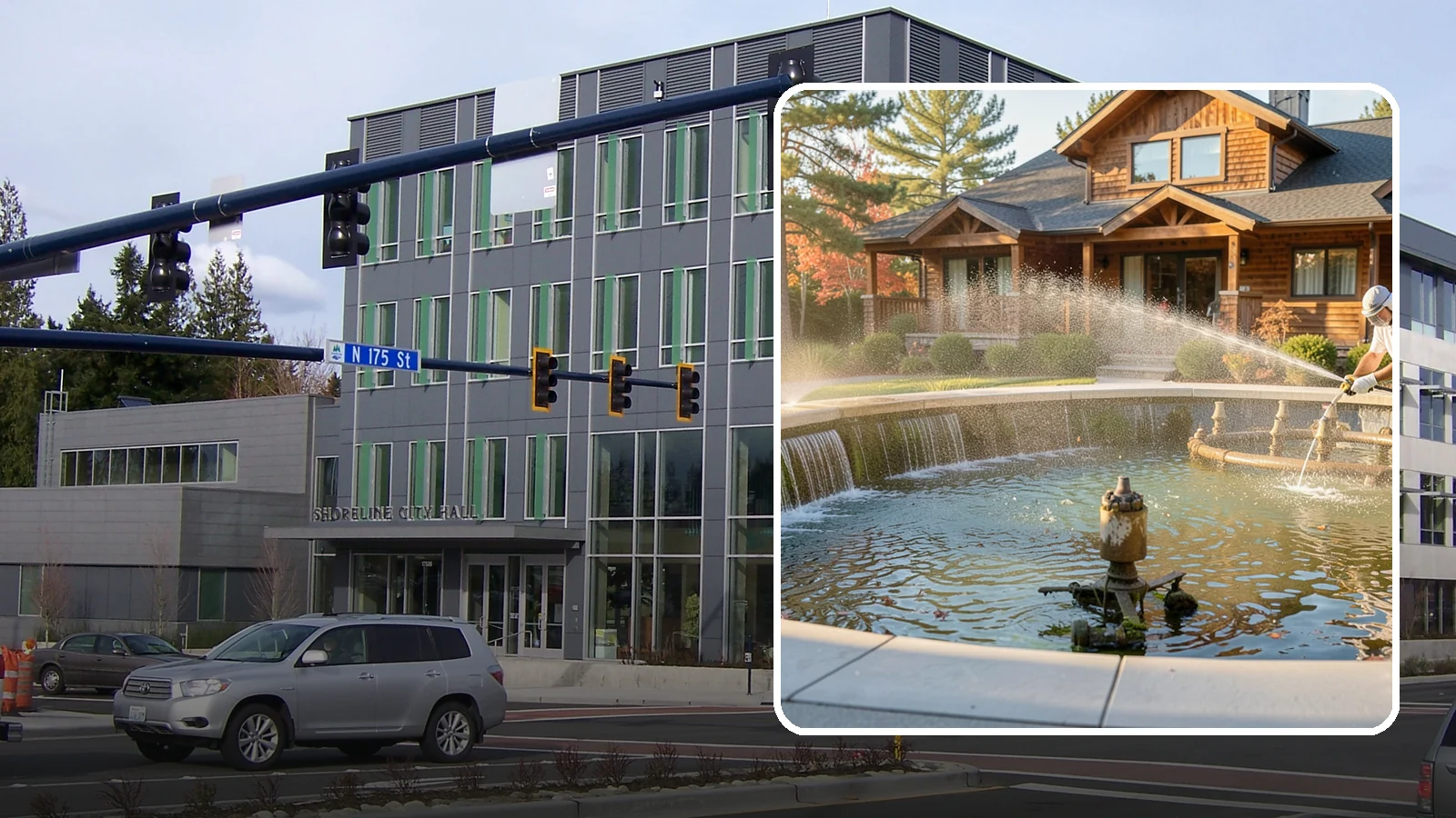 Fountain Cleaning in Shoreline, King County, WA - We clean outdoor fountains to clear algae, mineral scale, and hard-water lines from basins and cascading surfaces.