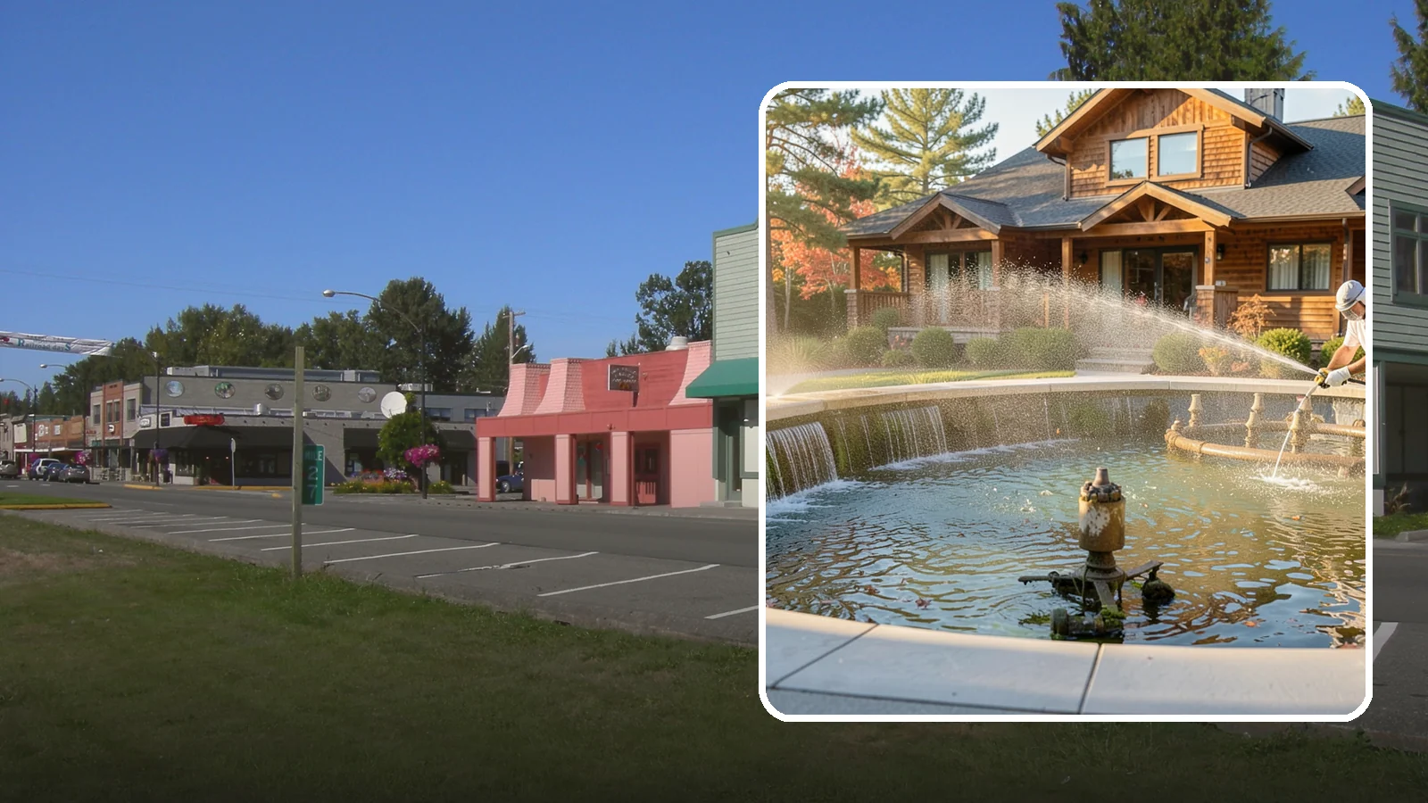 Fountain Cleaning in Snoqualmie, King County, WA - We clean outdoor fountains to clear algae, mineral scale, and hard-water lines from basins and cascading surfaces.