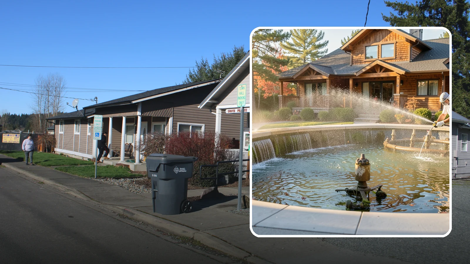 Fountain Cleaning in South Prairie, Pierce County, WA - We clean outdoor fountains to clear algae, mineral scale, and hard-water lines from basins and cascading surfaces.