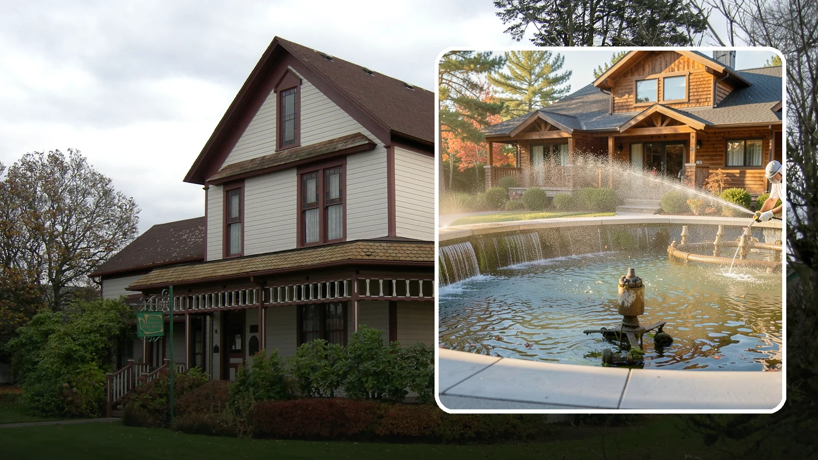 Fountain Cleaning in Sumner, Pierce County, WA - We clean outdoor fountains to clear algae, mineral scale, and hard-water lines from basins and cascading surfaces.