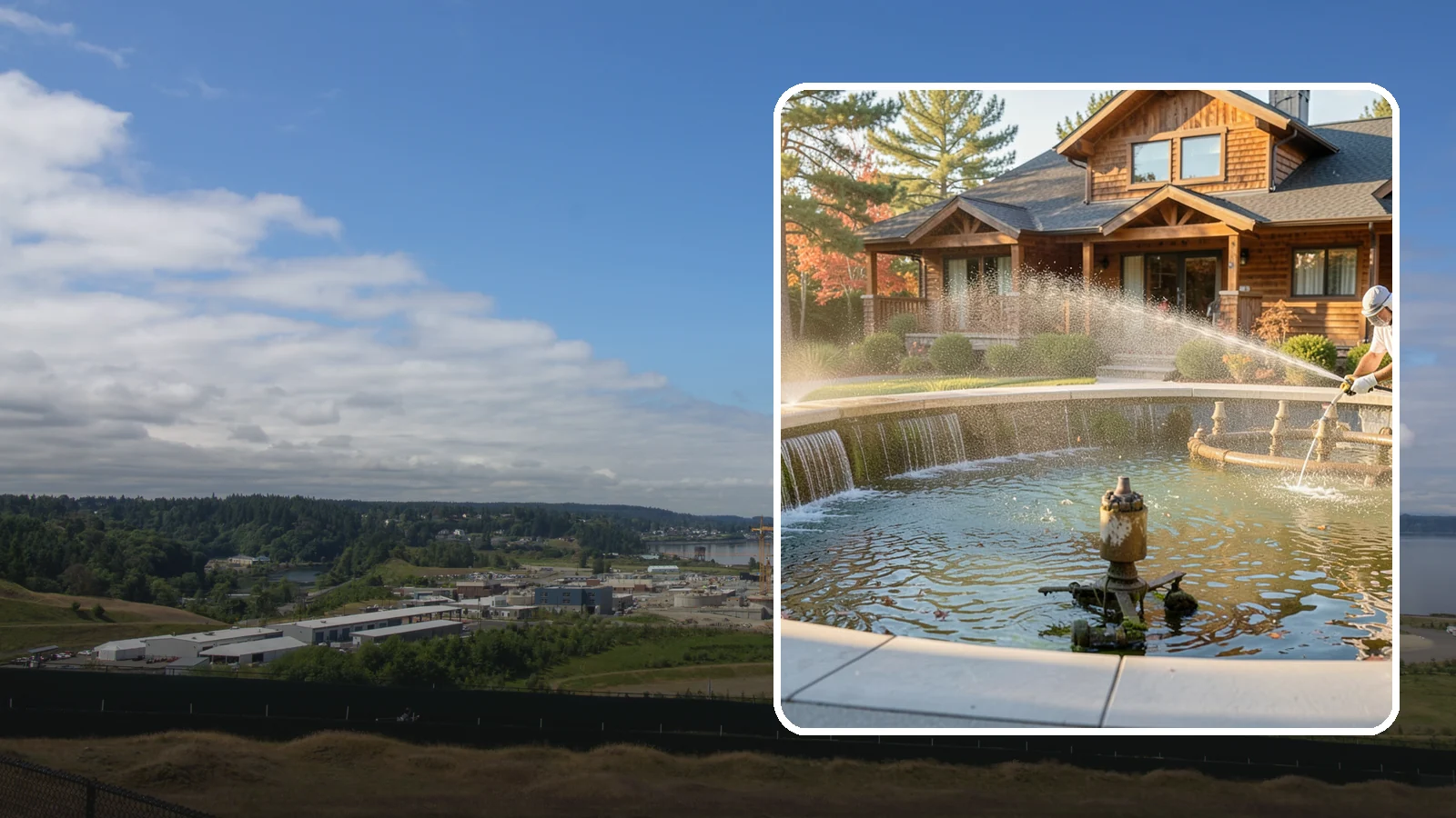 Fountain Cleaning in University Place, Pierce County, WA - We clean outdoor fountains to clear algae, mineral scale, and hard-water lines from basins and cascading surfaces.