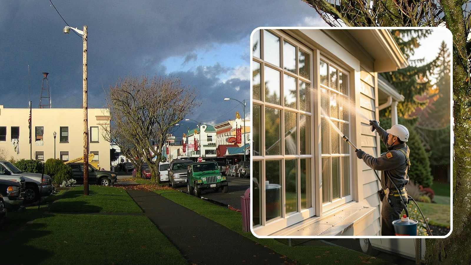 French Window Cleaning in Arlington, Snohomish County, WA - Detailed cleaning of multi-pane French windows, clearing every divided light and the muntins between them.