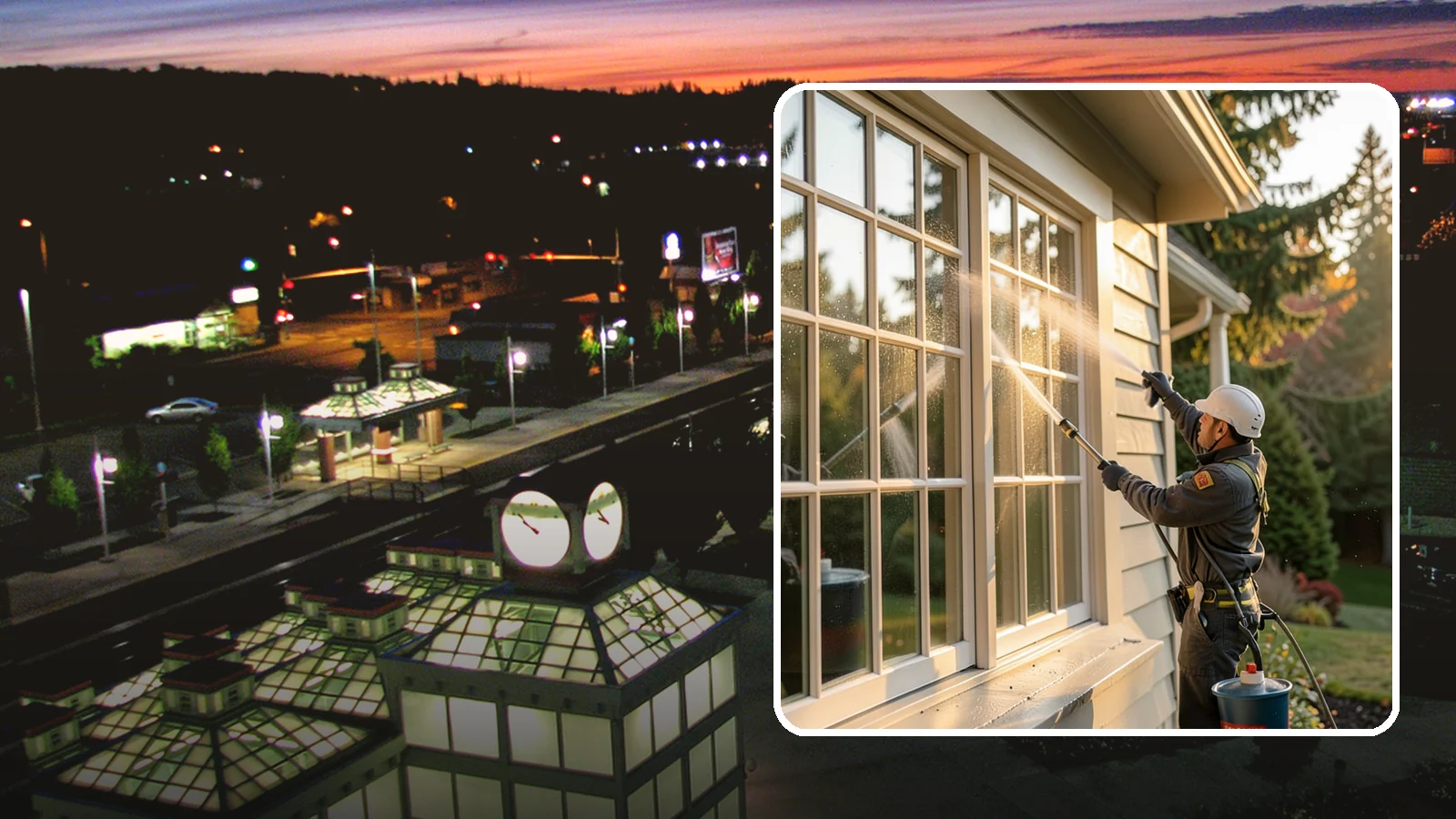 French Window Cleaning in Auburn, King County, WA - Detailed cleaning of multi-pane French windows, clearing every divided light and the muntins between them.