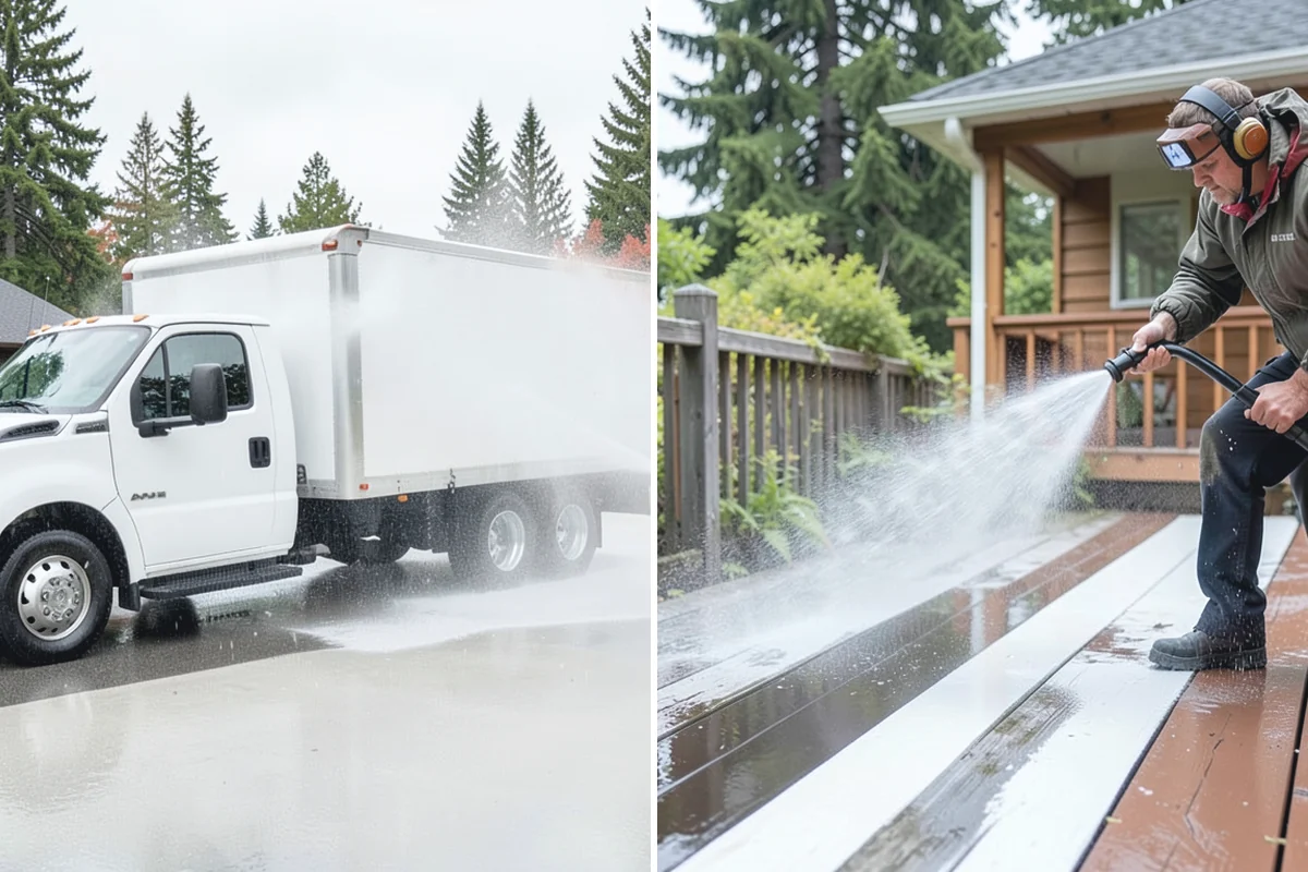 French Window Cleaning in Auburn, King County, WA - Rinse loose grime from the divided panes