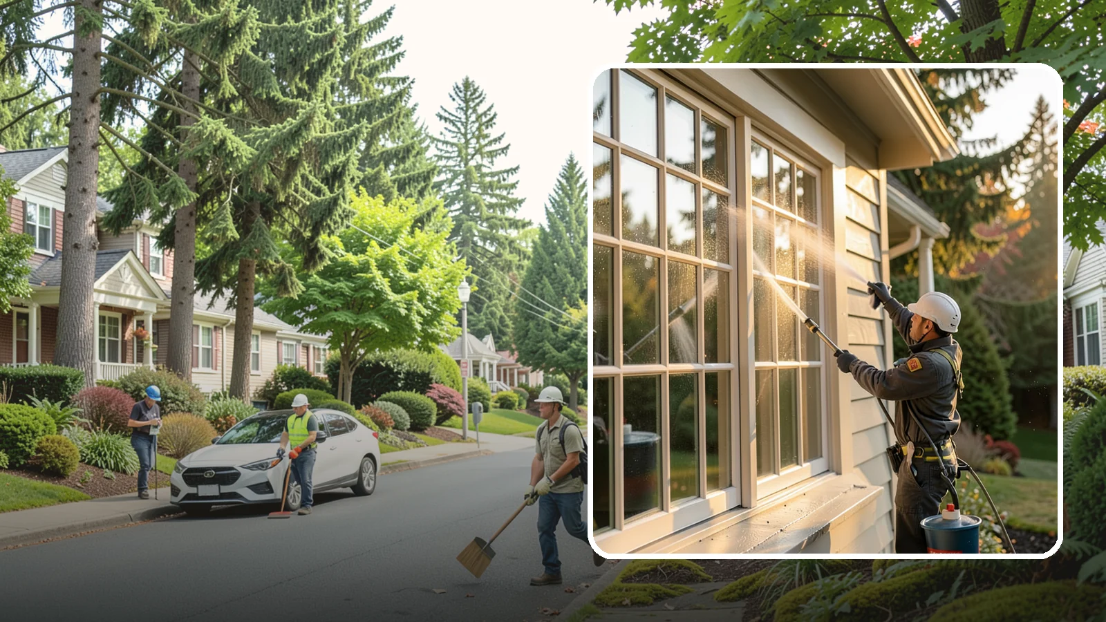 French Window Cleaning in Beaux Arts Village, King County, WA - Detailed cleaning of multi-pane French windows, clearing every divided light and the muntins between them.