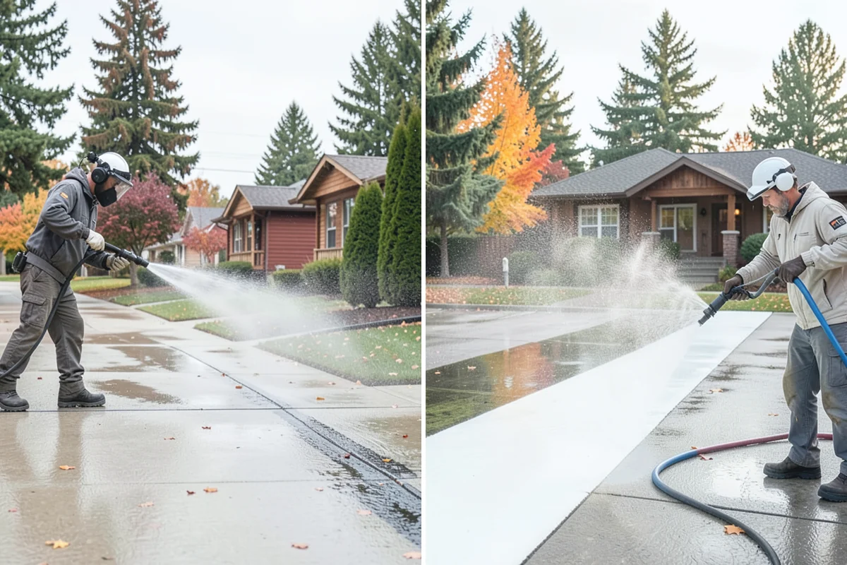 French Window Cleaning in Beaux Arts Village, King County, WA - Rinse loose grime from the divided panes