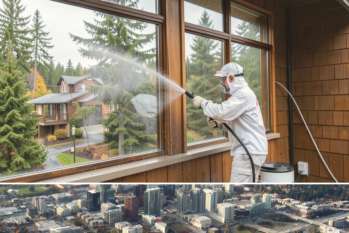 French Window Cleaning in Bellevue, King County, WA - Spring is ideal to detail French windows after winter drives grime into every corner.