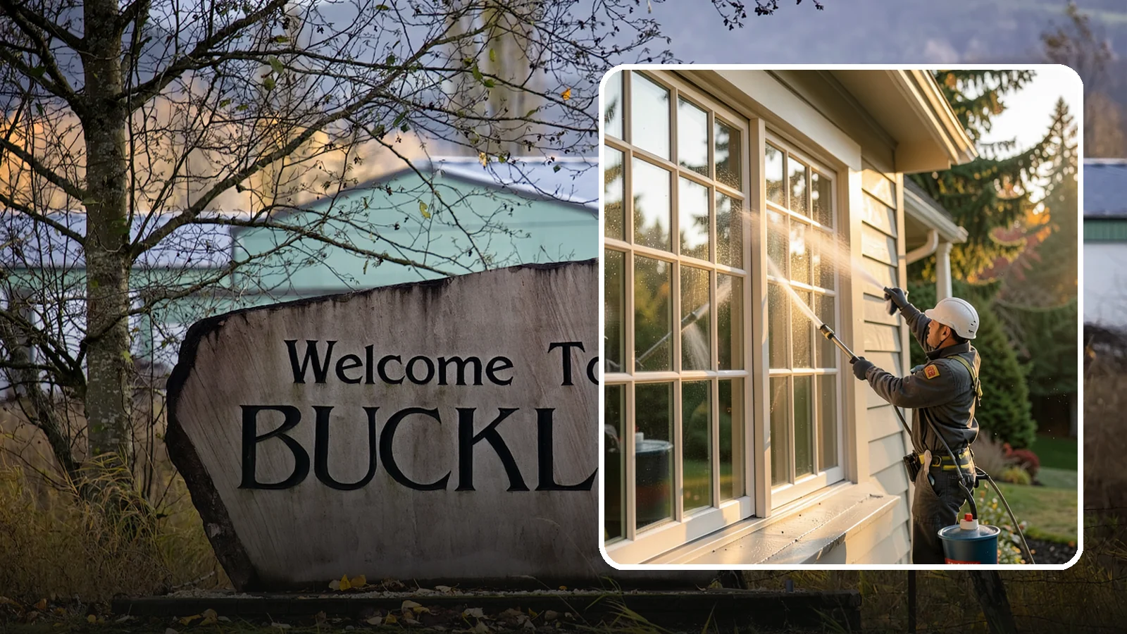 French Window Cleaning in Buckley, Pierce County, WA - Detailed cleaning of multi-pane French windows, clearing every divided light and the muntins between them.