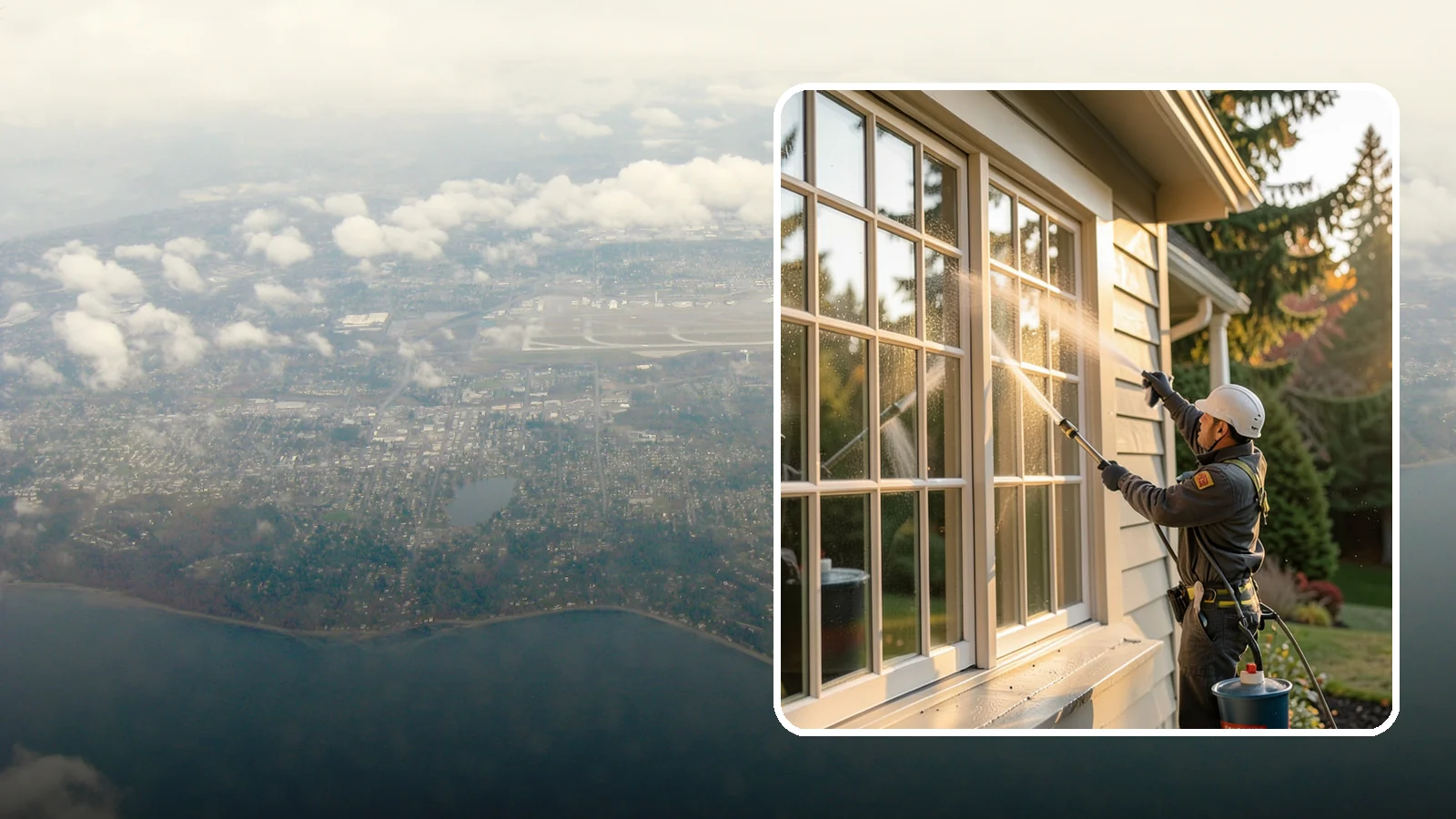French Window Cleaning in Burien, King County, WA - Detailed cleaning of multi-pane French windows, clearing every divided light and the muntins between them.