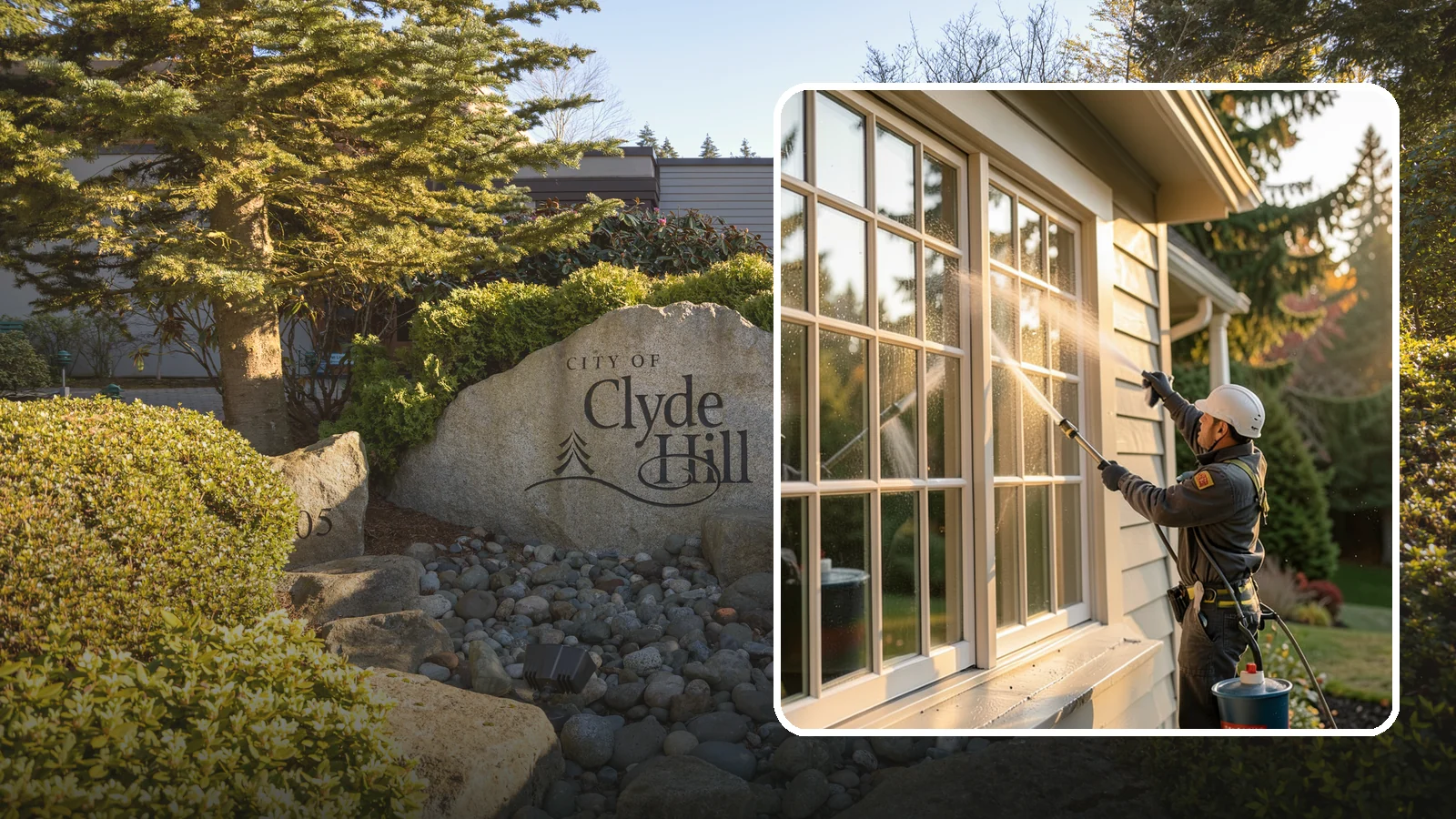 French Window Cleaning in Clyde Hill, King County, WA - Detailed cleaning of multi-pane French windows, clearing every divided light and the muntins between them.