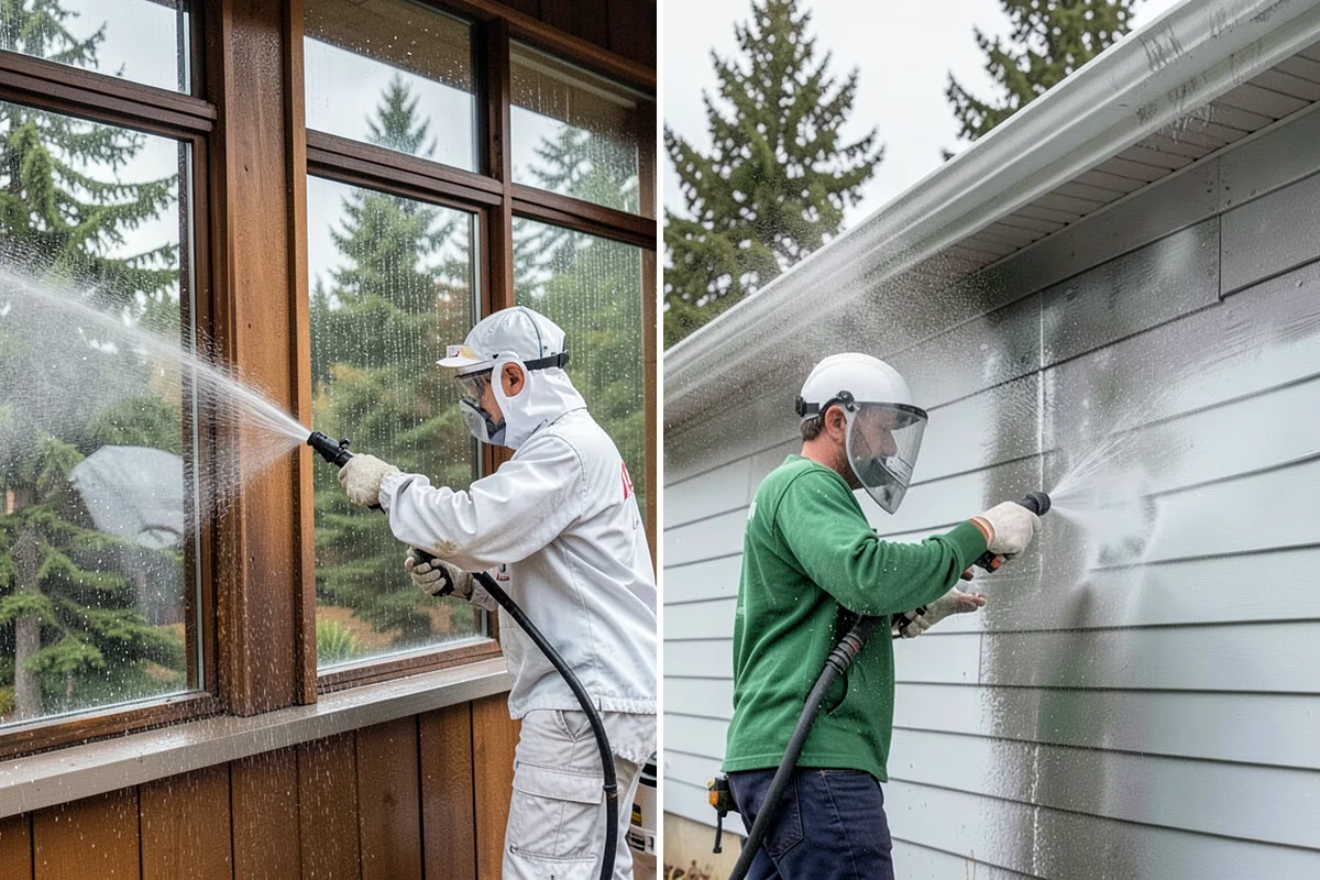 French Window Cleaning in Concrete, Skagit County, WA - Rinse loose grime from the divided panes