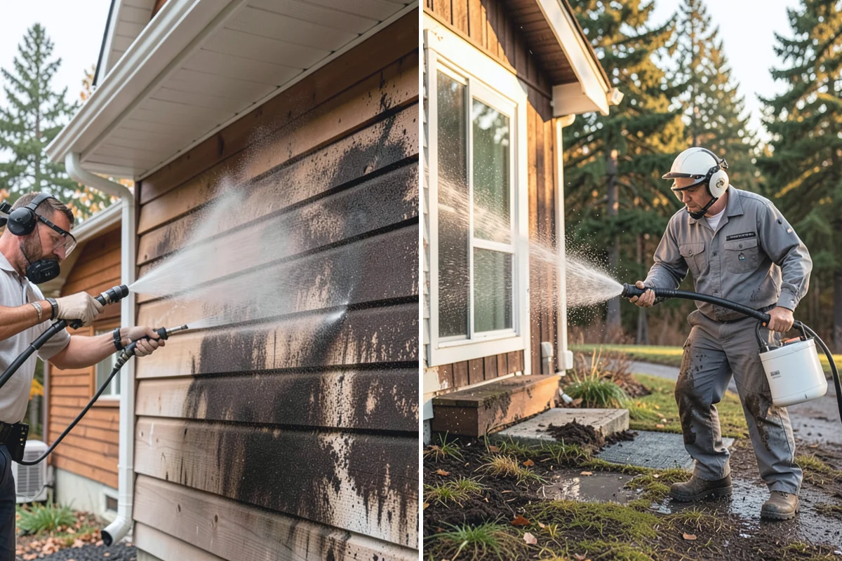 French Window Cleaning in Coupeville, Island County, WA - Rinse loose grime from the divided panes