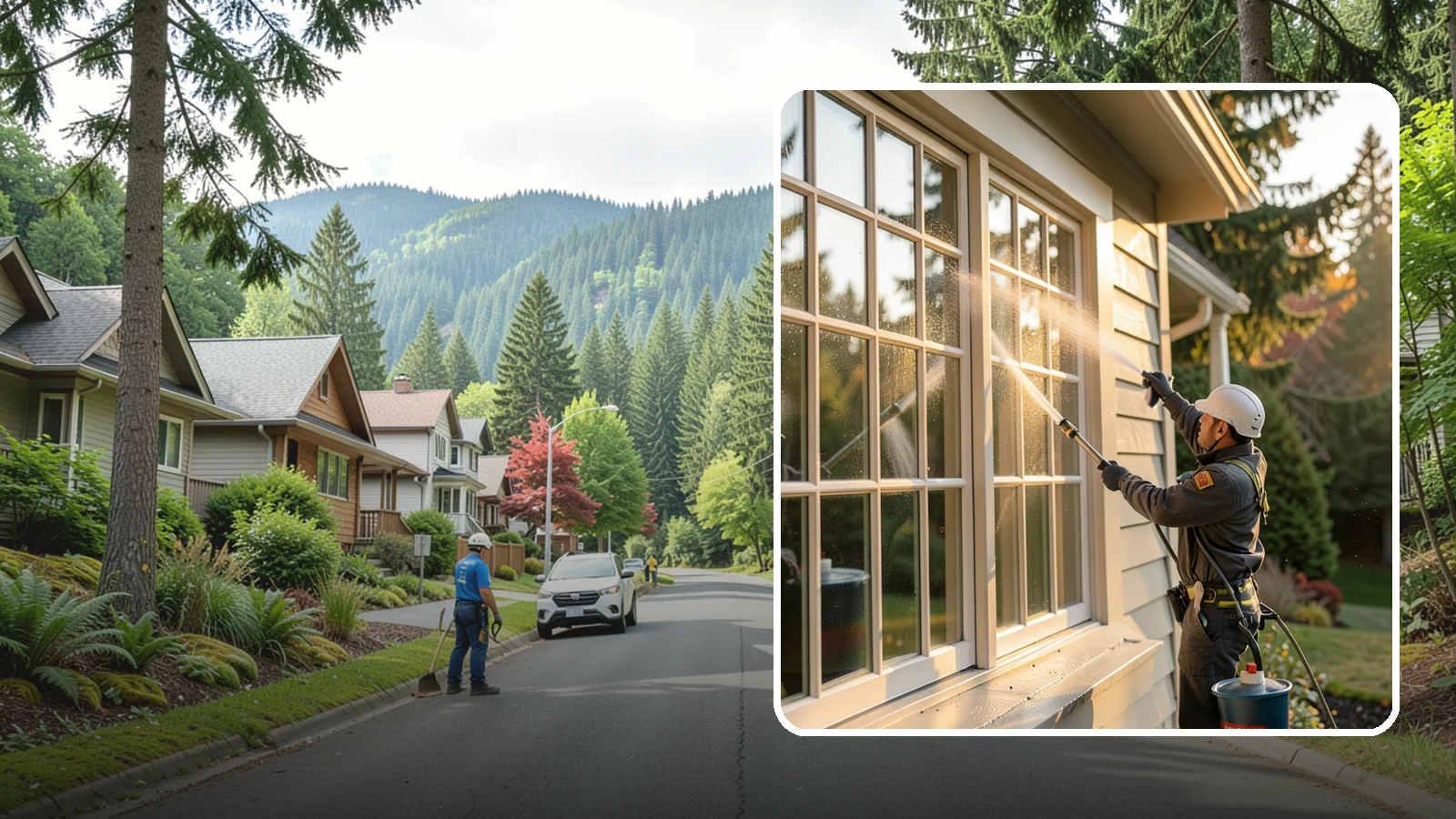 French Window Cleaning in Darrington, Snohomish County, WA - Detailed cleaning of multi-pane French windows, clearing every divided light and the muntins between them.