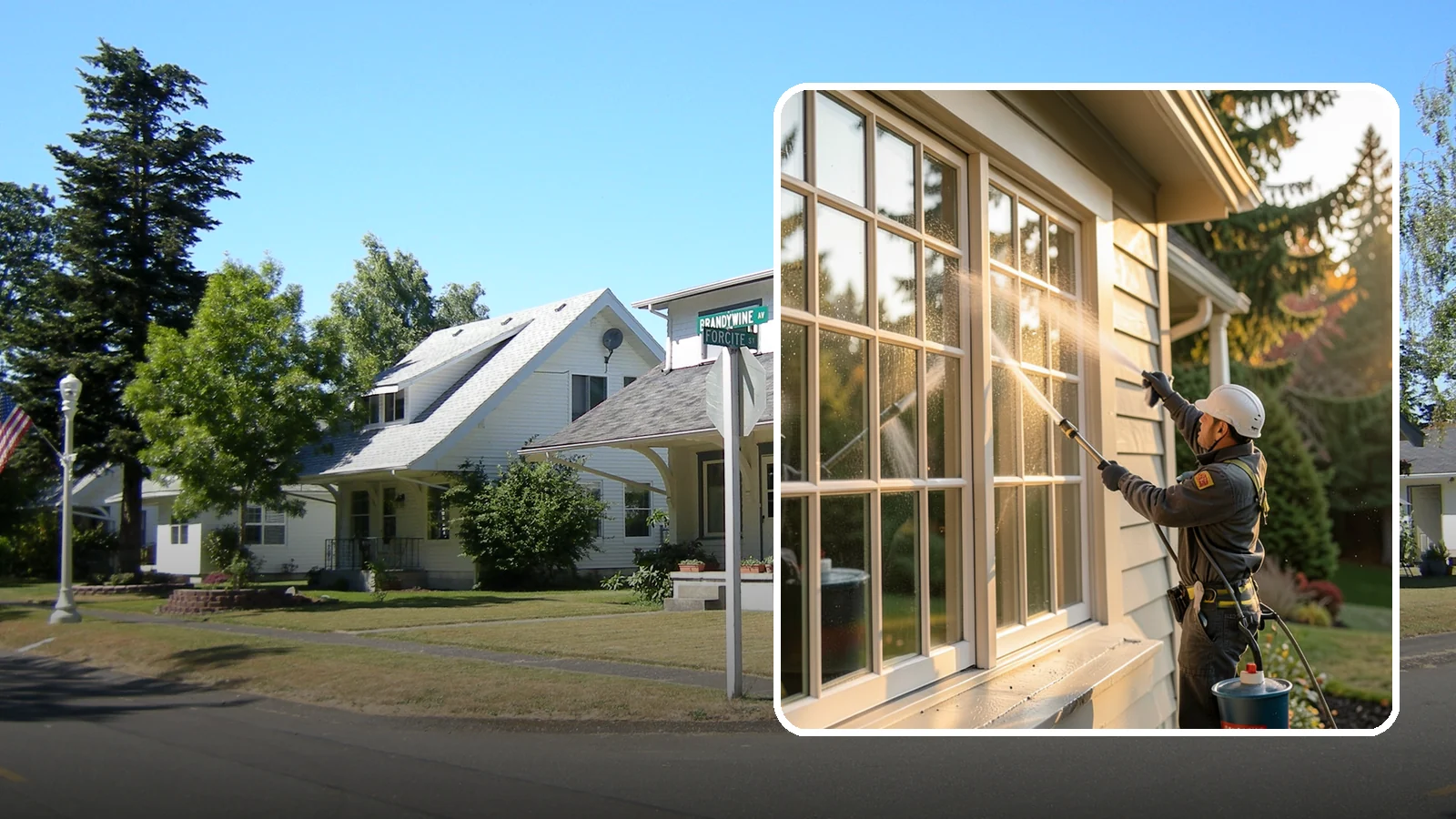 French Window Cleaning in DuPont, Pierce County, WA - Detailed cleaning of multi-pane French windows, clearing every divided light and the muntins between them.