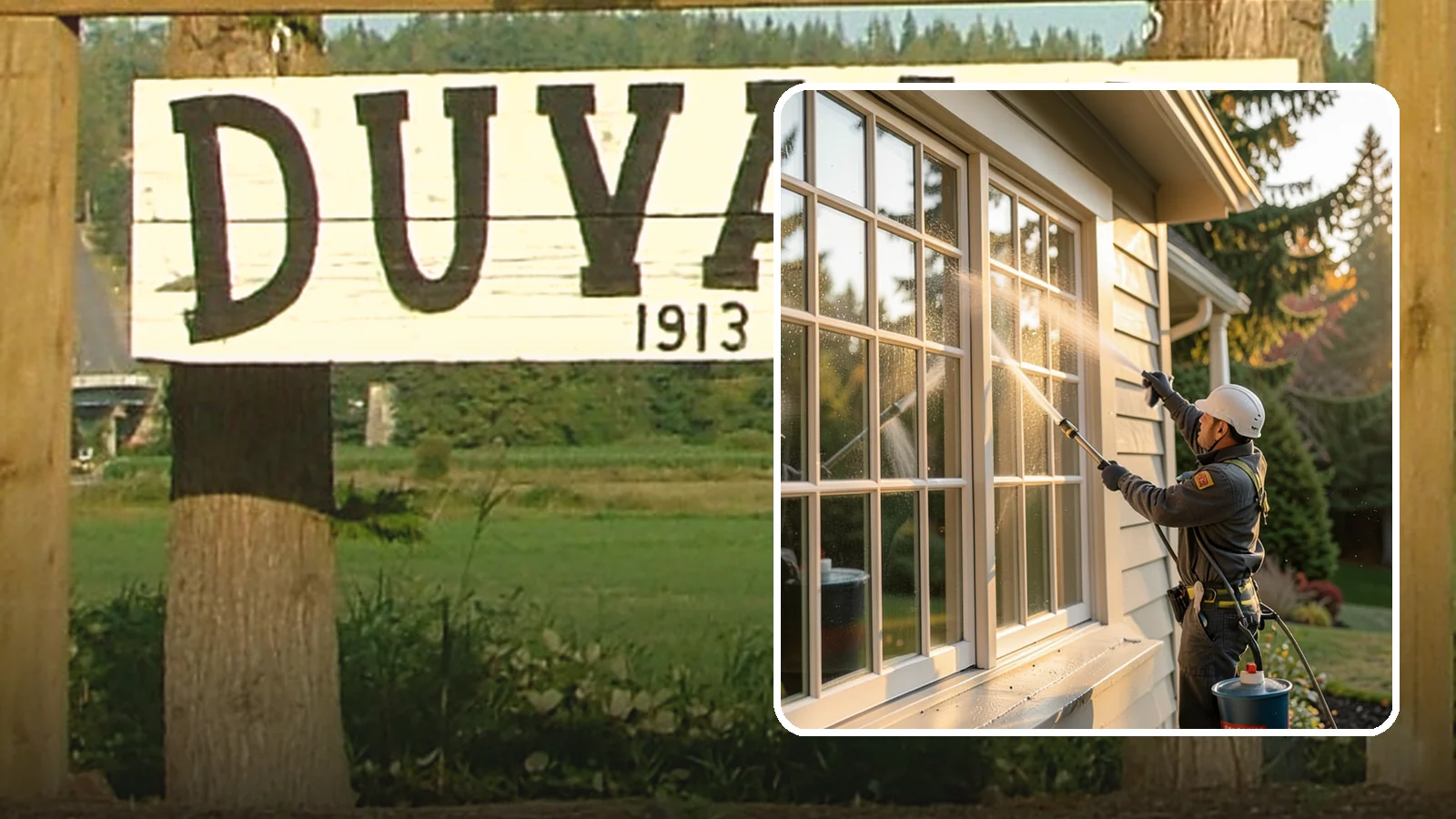 French Window Cleaning in Duvall, King County, WA - Detailed cleaning of multi-pane French windows, clearing every divided light and the muntins between them.